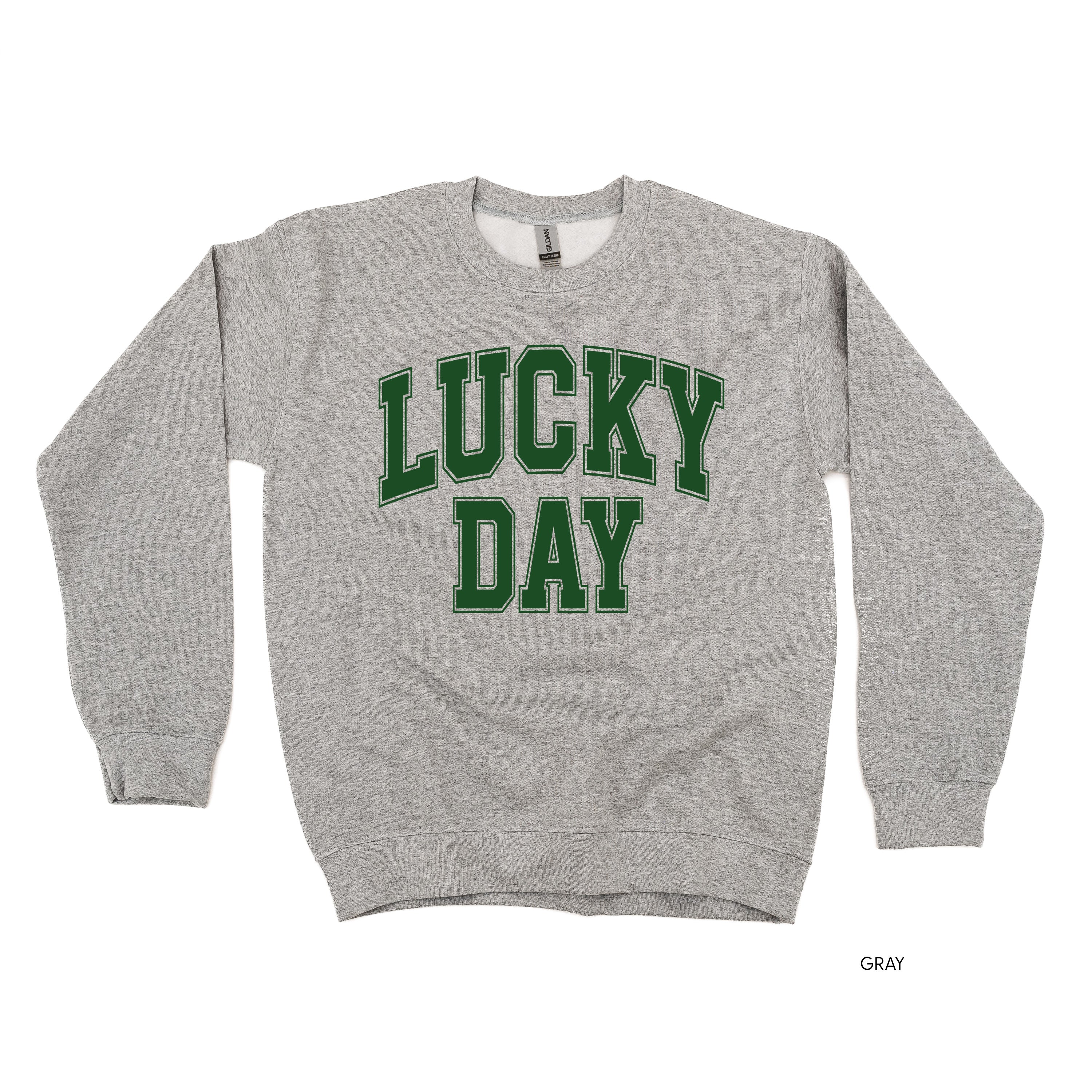 Lucky Day - Varsity Outline - BASIC Fleece Little Mama Shirt Shop LLC