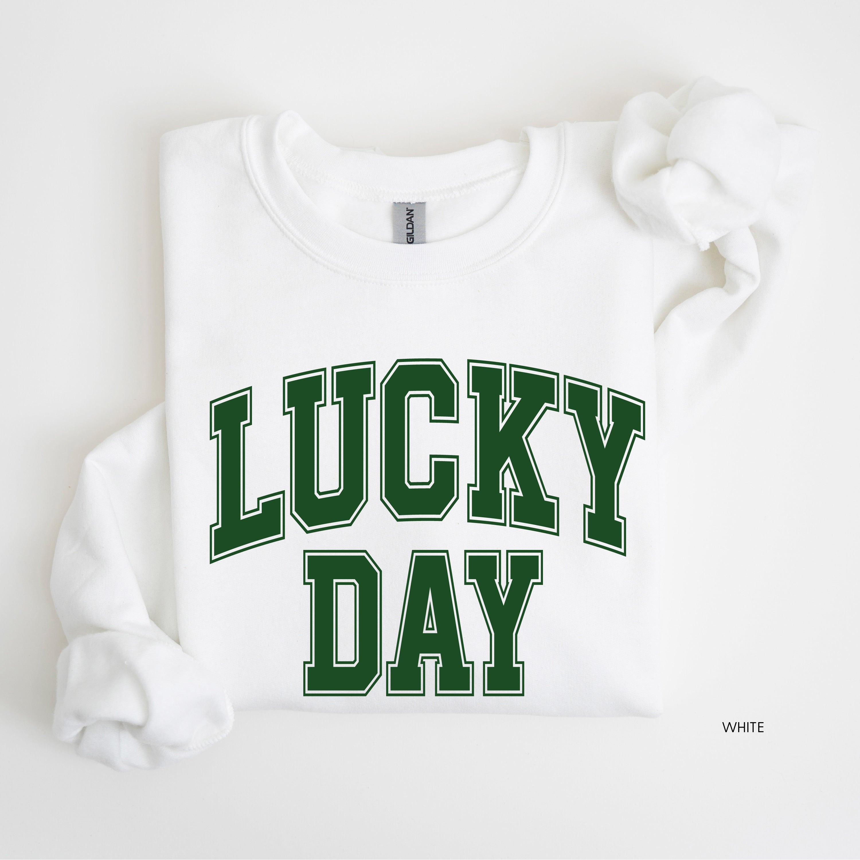Lucky Day - Varsity Outline - BASIC Fleece Little Mama Shirt Shop LLC