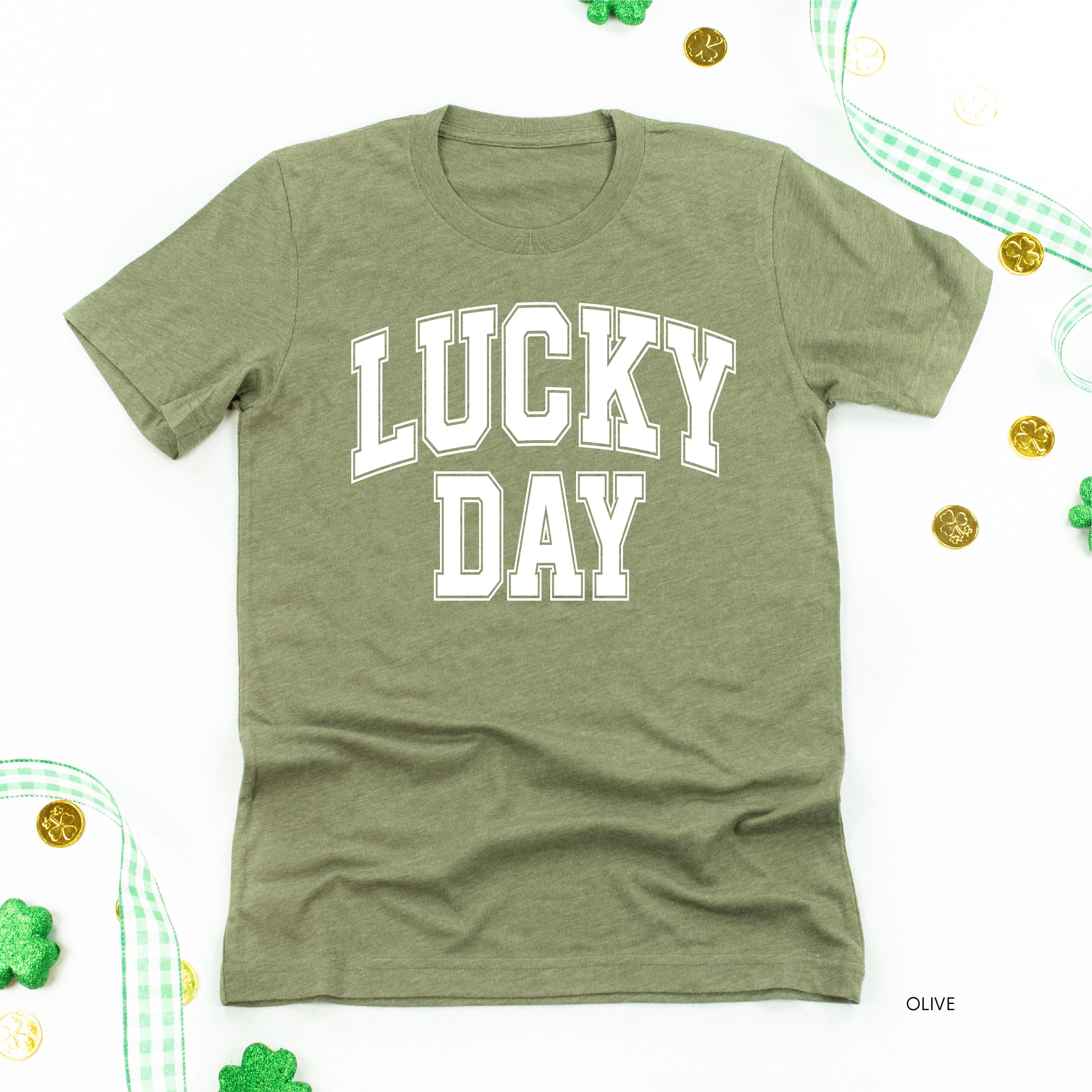 Lucky Day - Varsity Outline - Unisex Tee Little Mama Shirt Shop