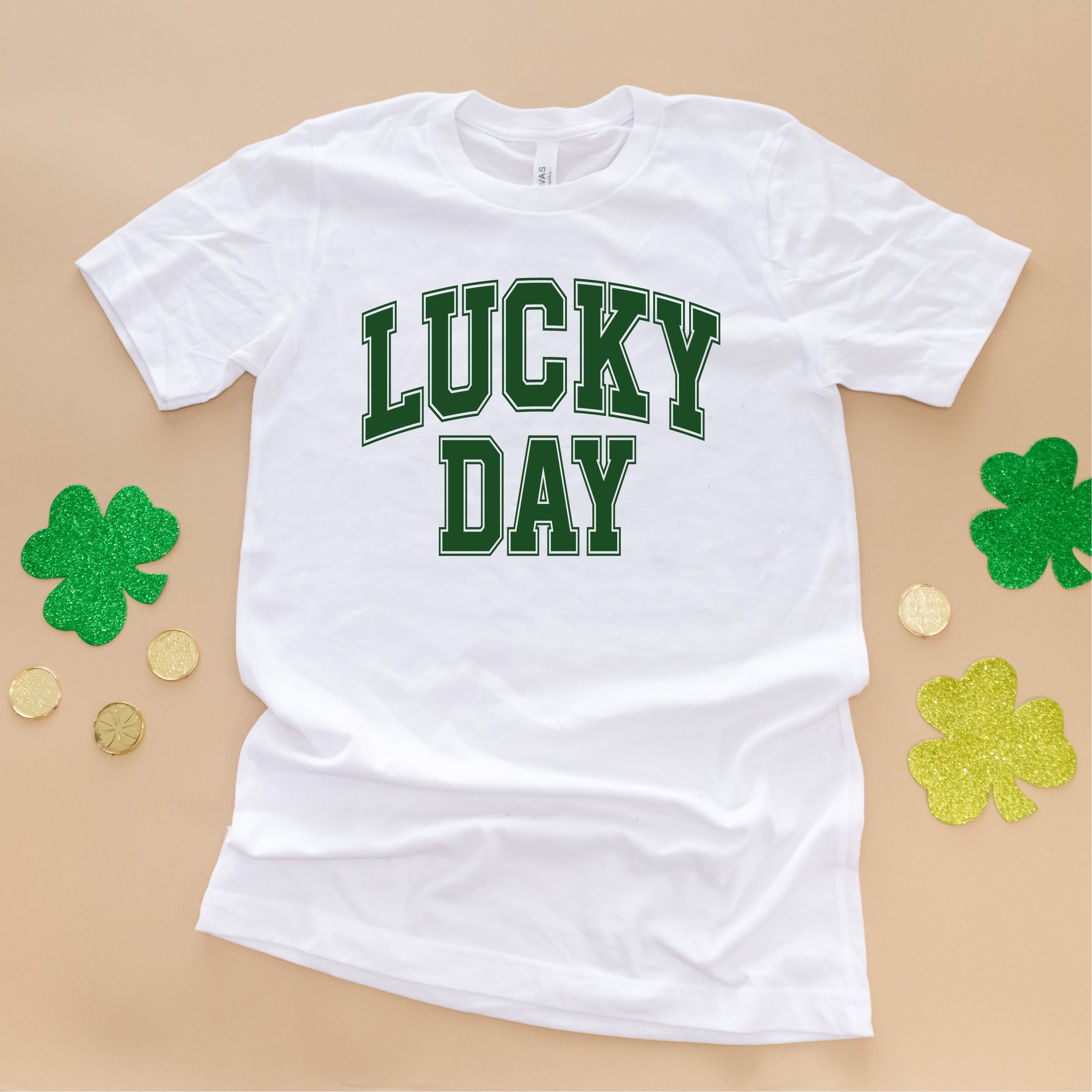 Lucky Day - Varsity Outline - Unisex Tee Little Mama Shirt Shop