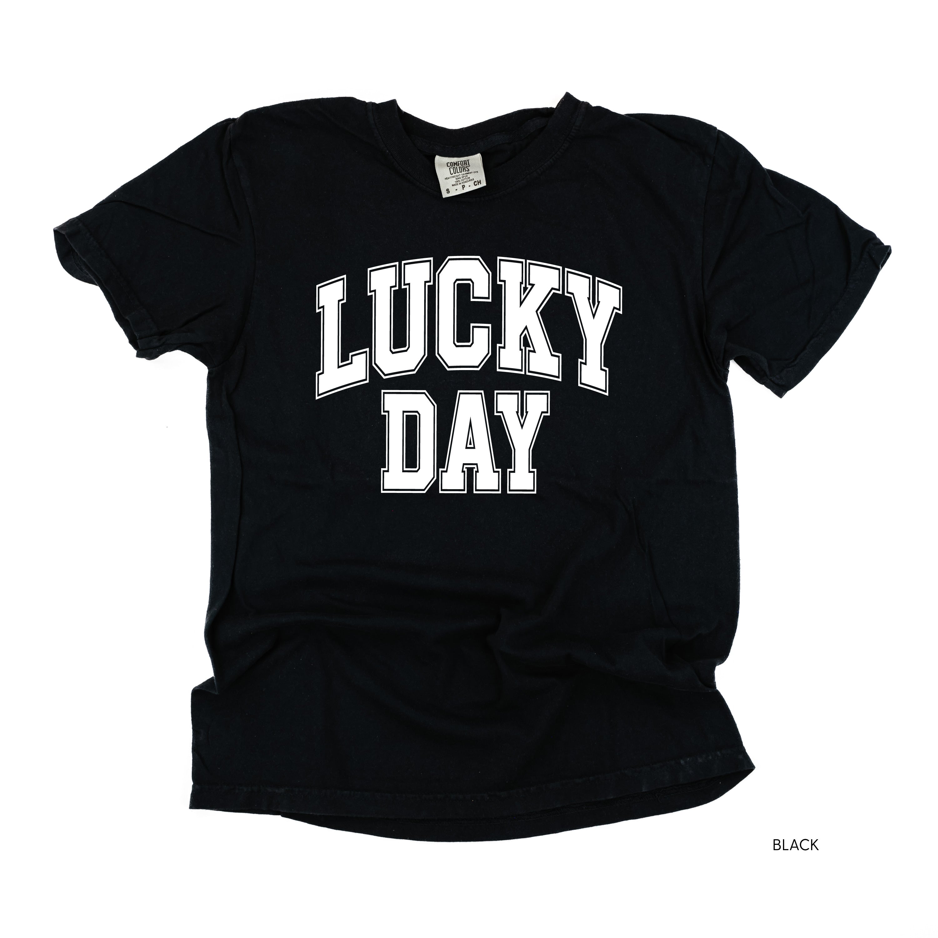 Lucky Day - Varsity Outline - Comfort Colors Tee Little Mama Shirt Shop