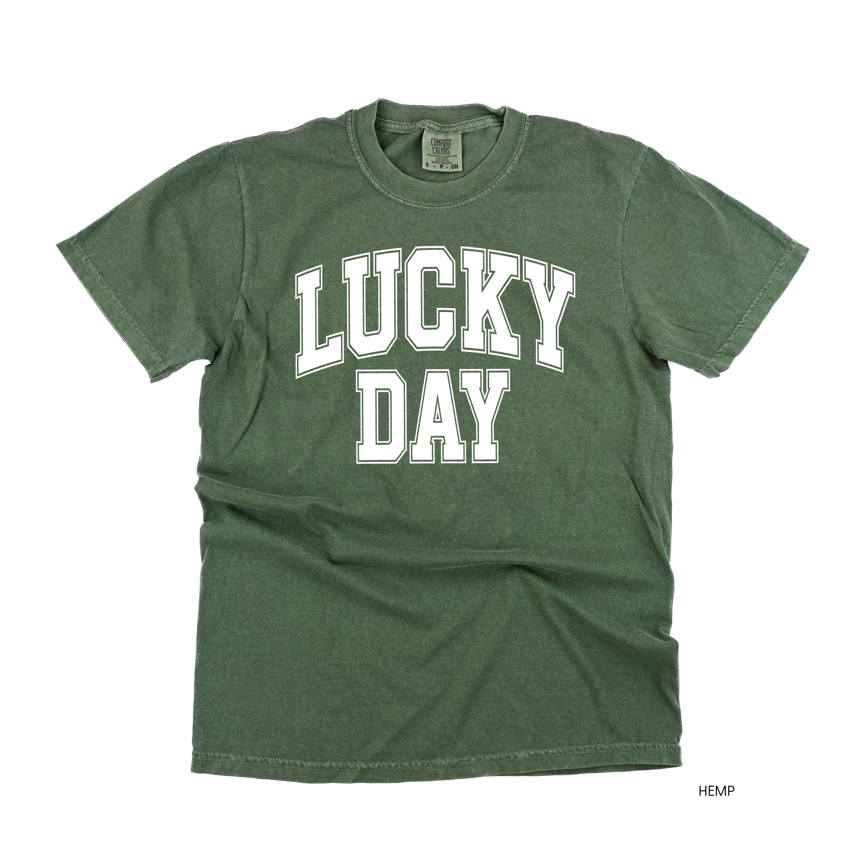 Lucky Day - Varsity Outline - Comfort Colors Tee Little Mama Shirt Shop