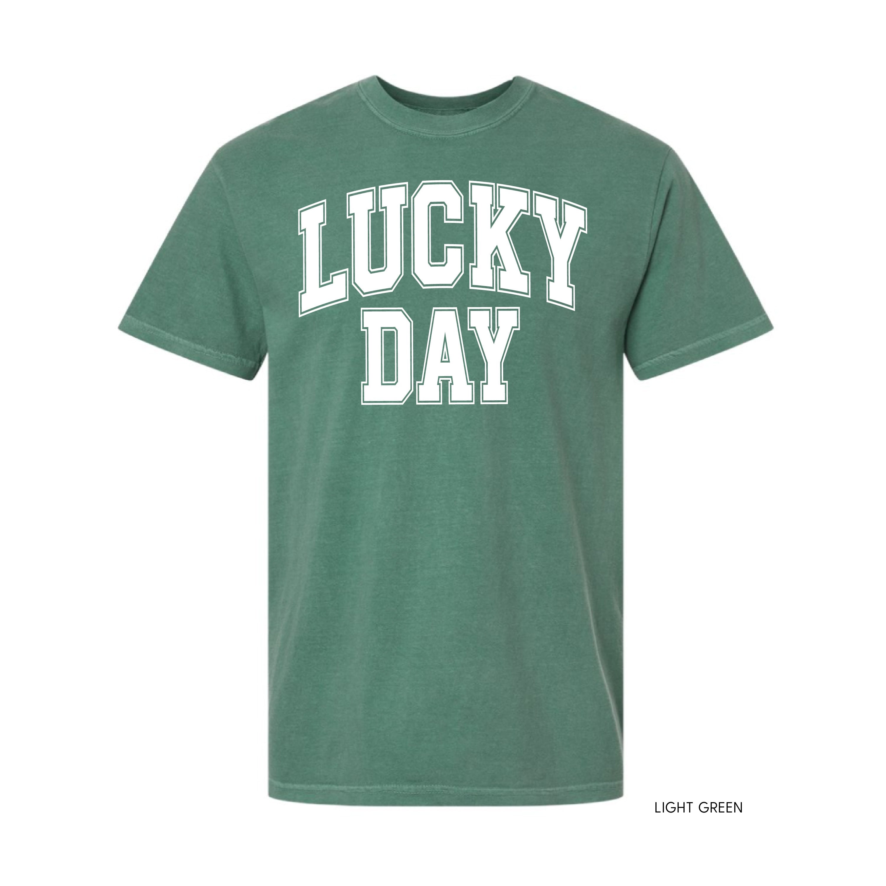 Lucky Day - Varsity Outline - Comfort Colors Tee Little Mama Shirt Shop