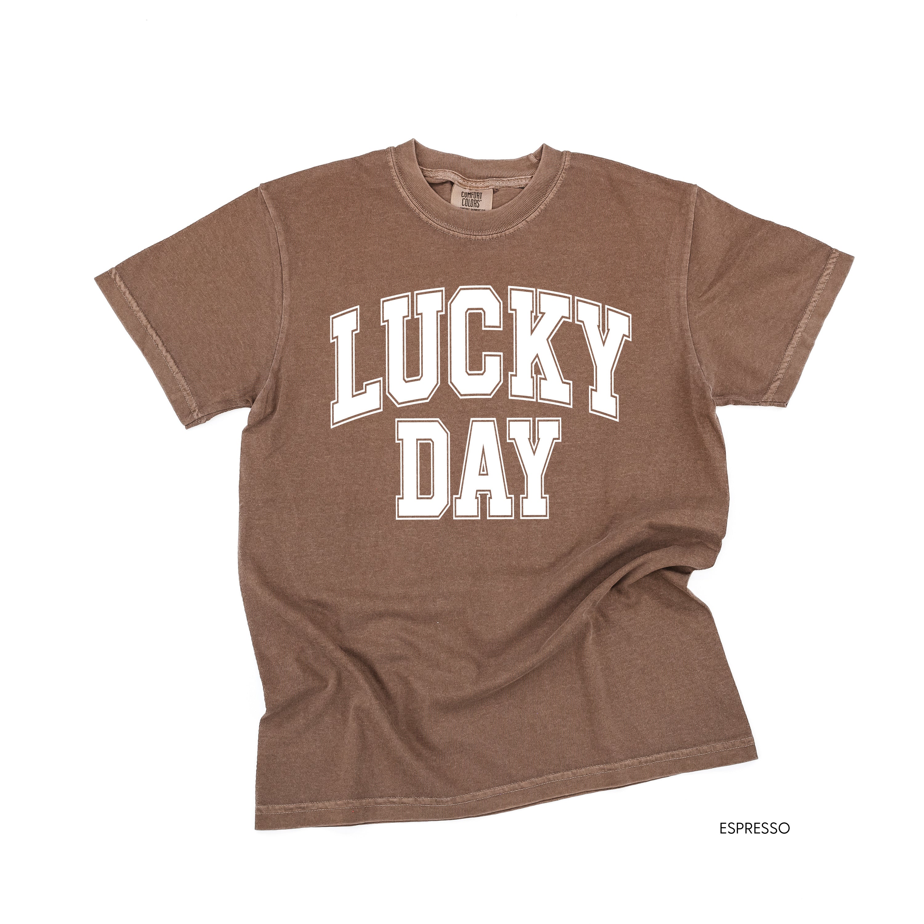 Lucky Day - Varsity Outline - Comfort Colors Tee Little Mama Shirt Shop