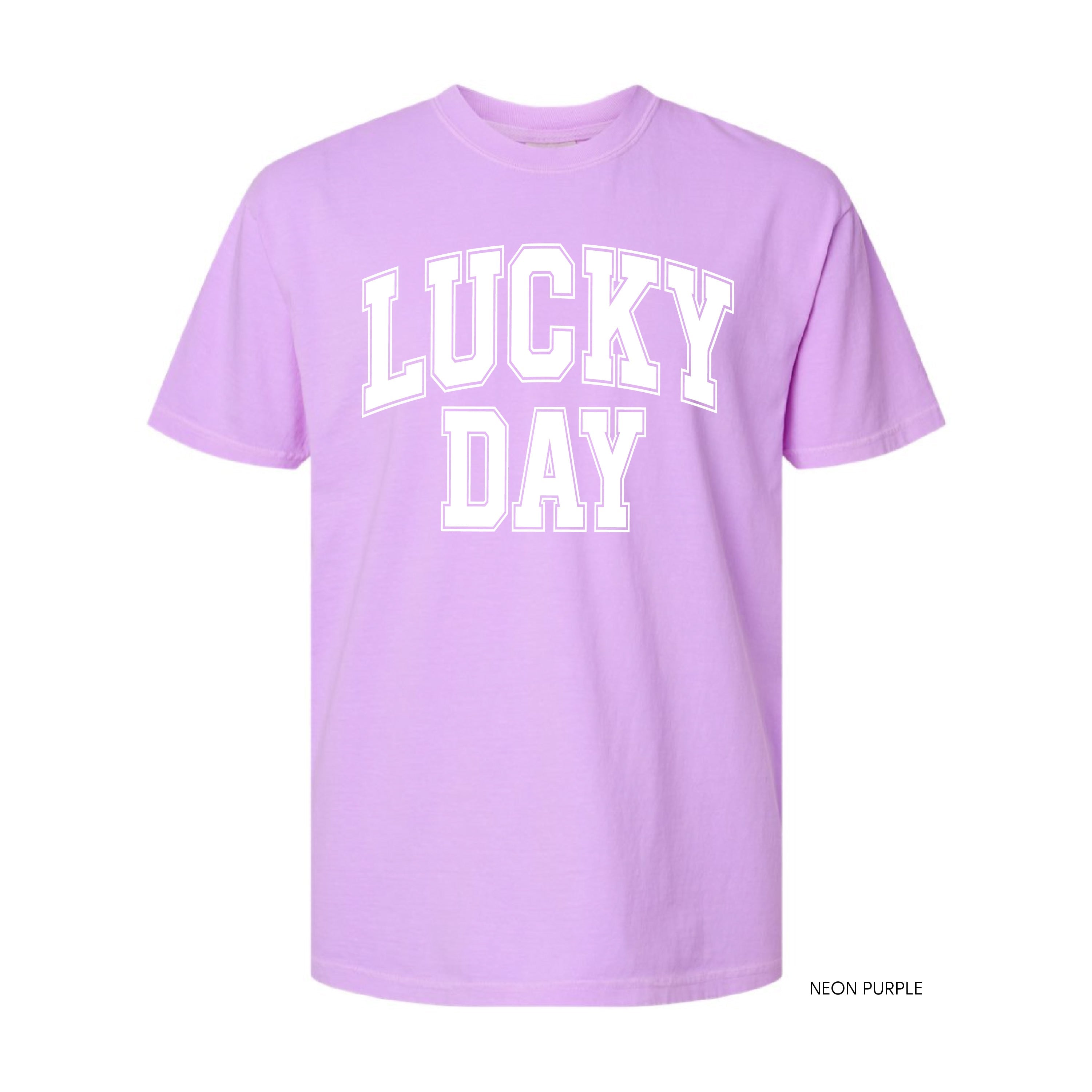 Lucky Day - Varsity Outline - Comfort Colors Tee Little Mama Shirt Shop