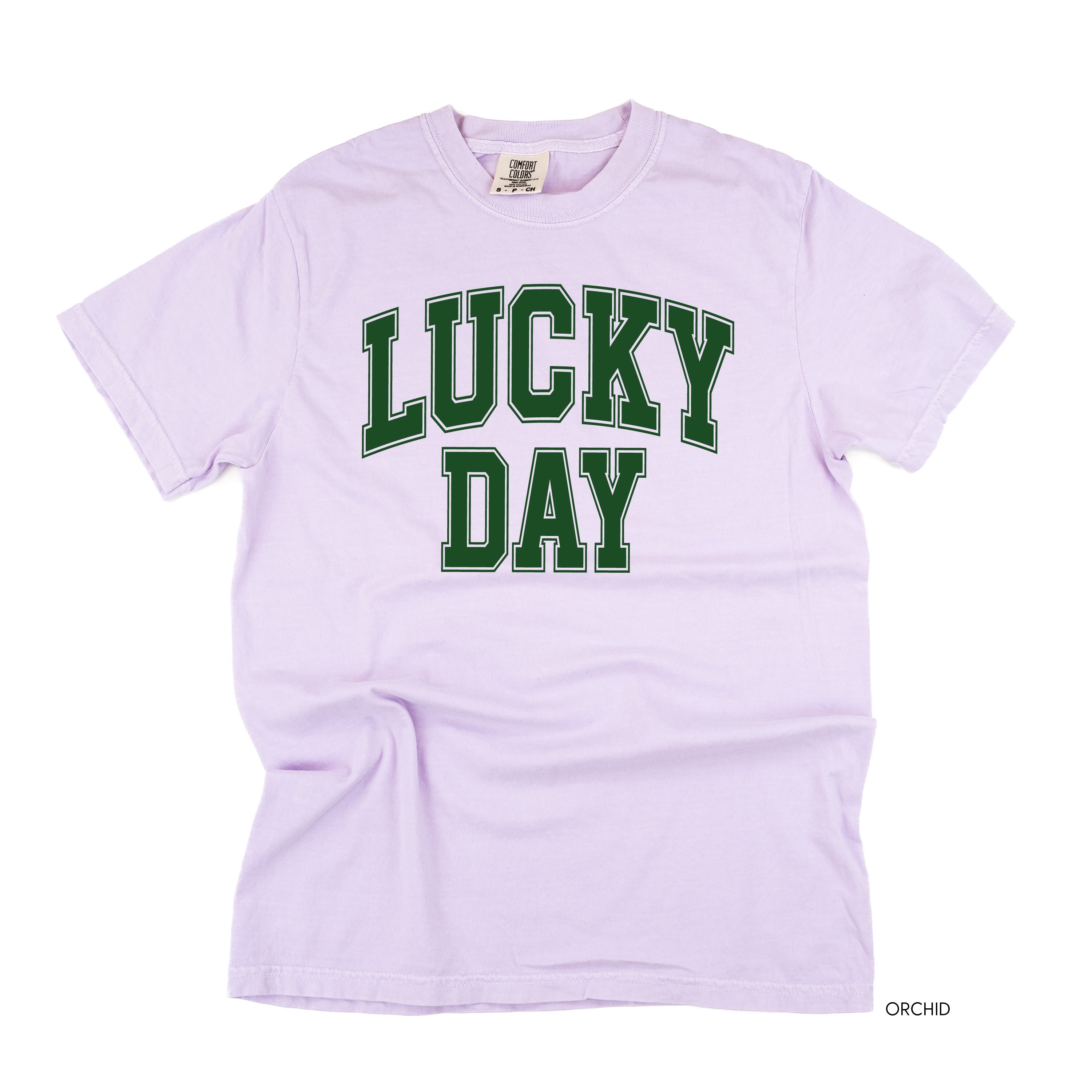 Lucky Day - Varsity Outline - Comfort Colors Tee Little Mama Shirt Shop