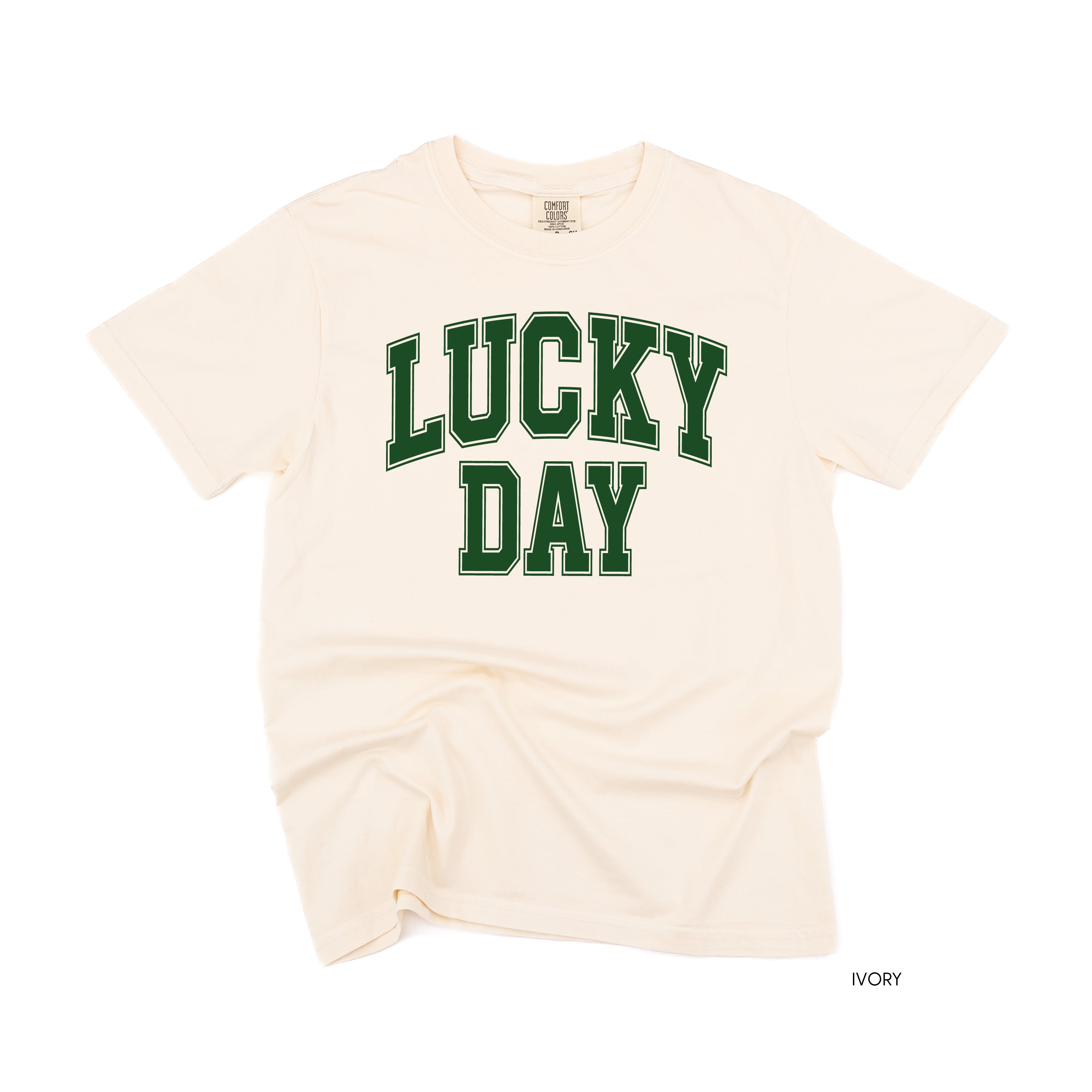 Lucky Day - Varsity Outline - Comfort Colors Tee Little Mama Shirt Shop