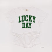 Lucky Day - Varsity Outline - Comfort Colors Tee Little Mama Shirt Shop