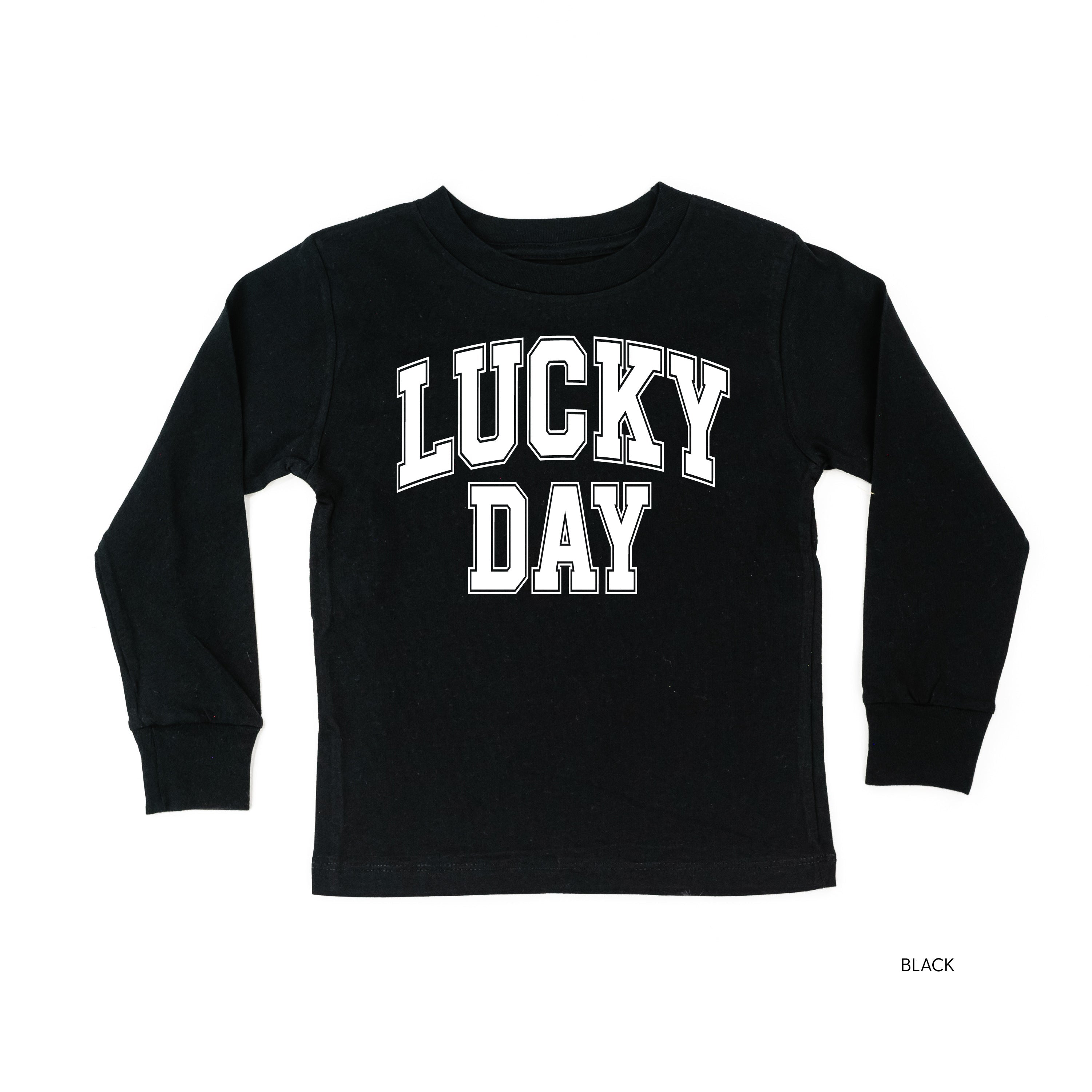 Lucky Day - Varsity Outline - Child Long Sleeve Tee Little Mama Shirt Shop