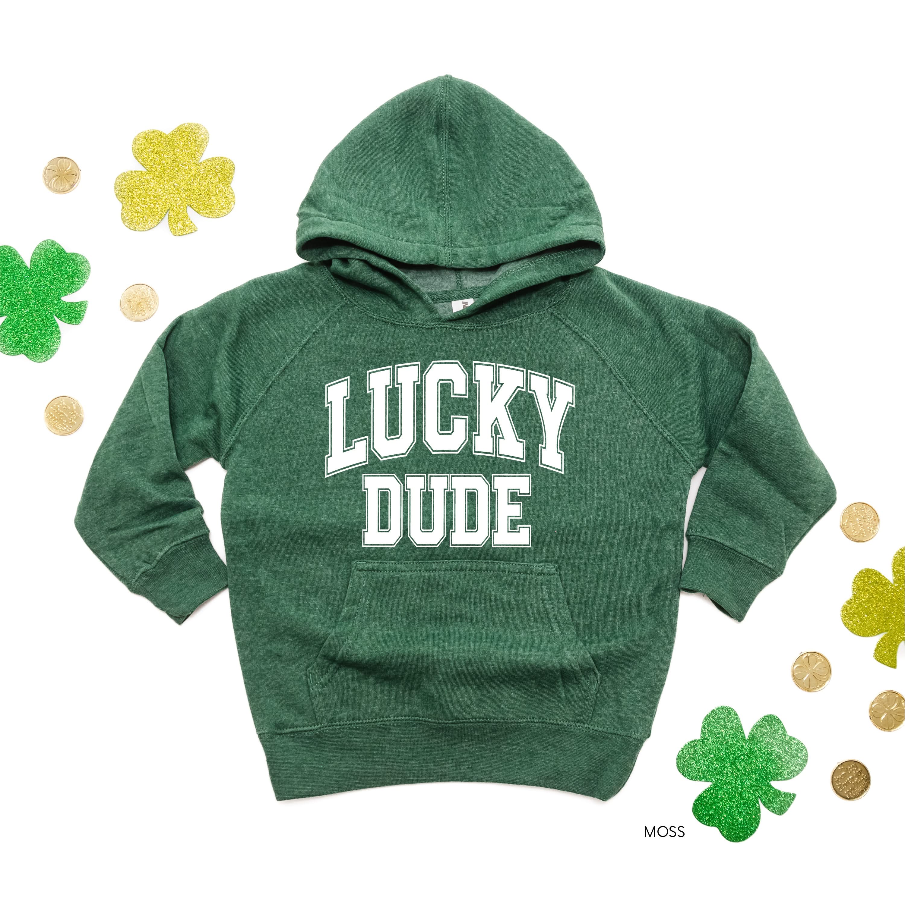 Lucky Dude - Varsity Outline - Child HOODIE Little Mama Shirt Shop