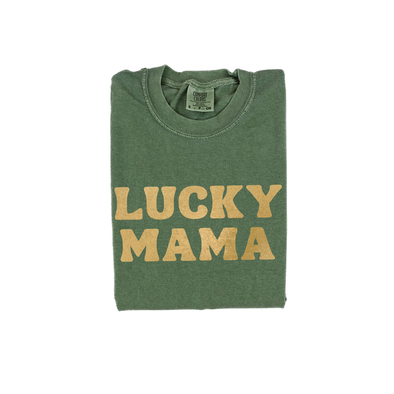 LUCKY MAMA (BLOCK FONT) - SHORT SLEEVE COMFORT COLORS TEE