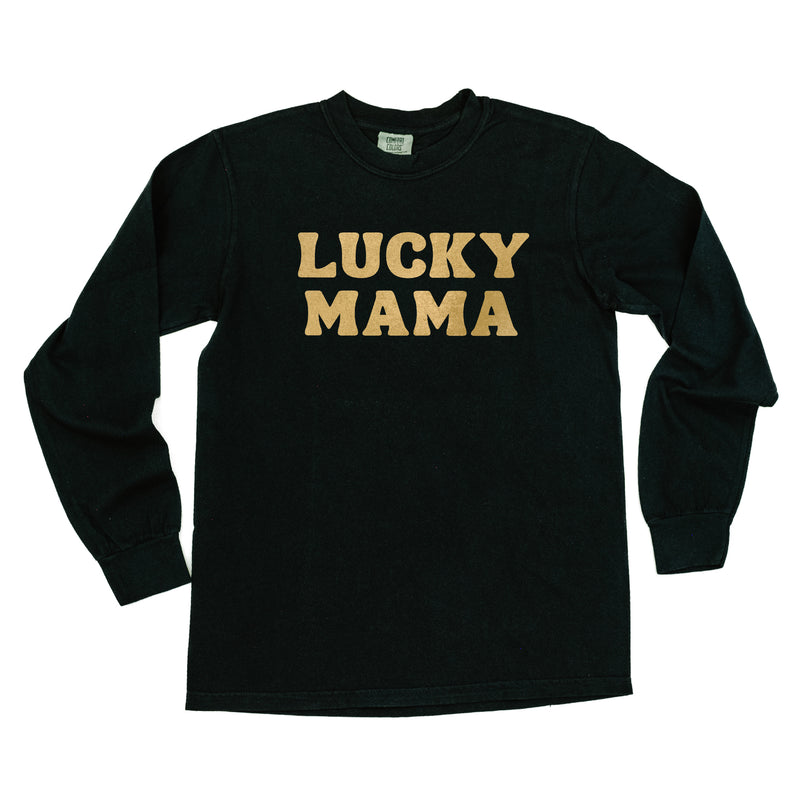 LUCKY MAMA (BLOCK FONT) - LONG SLEEVE COMFORT COLORS TEE