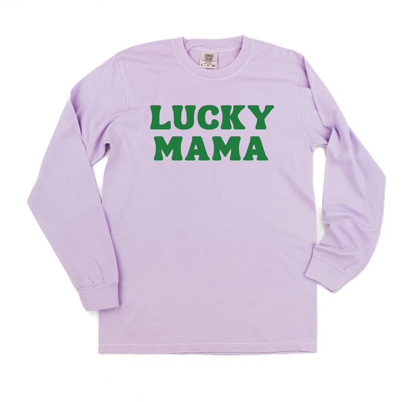 LUCKY MAMA (BLOCK FONT) - LONG SLEEVE COMFORT COLORS TEE