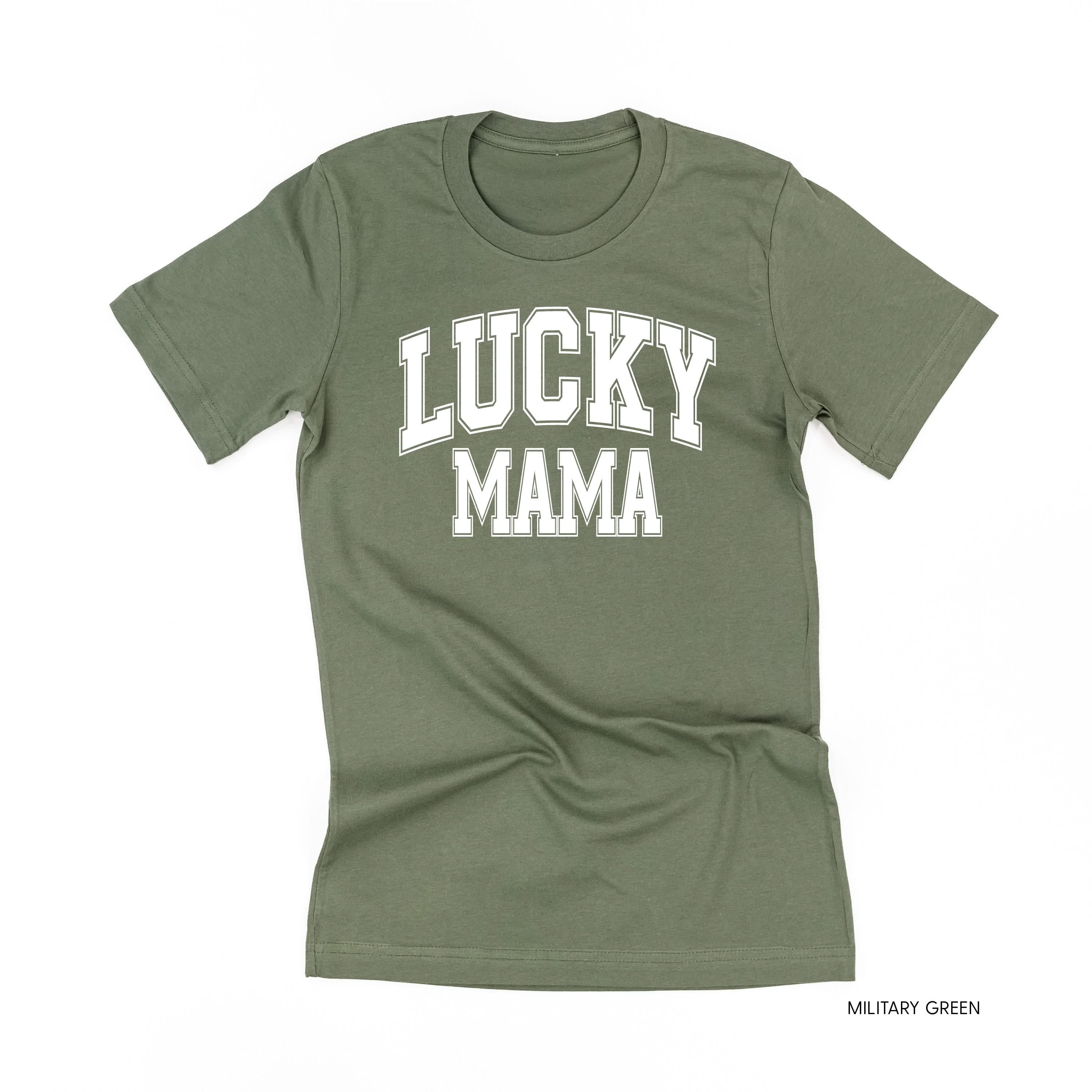 Lucky Mama - Varsity Outline - Unisex Tee Little Mama Shirt Shop