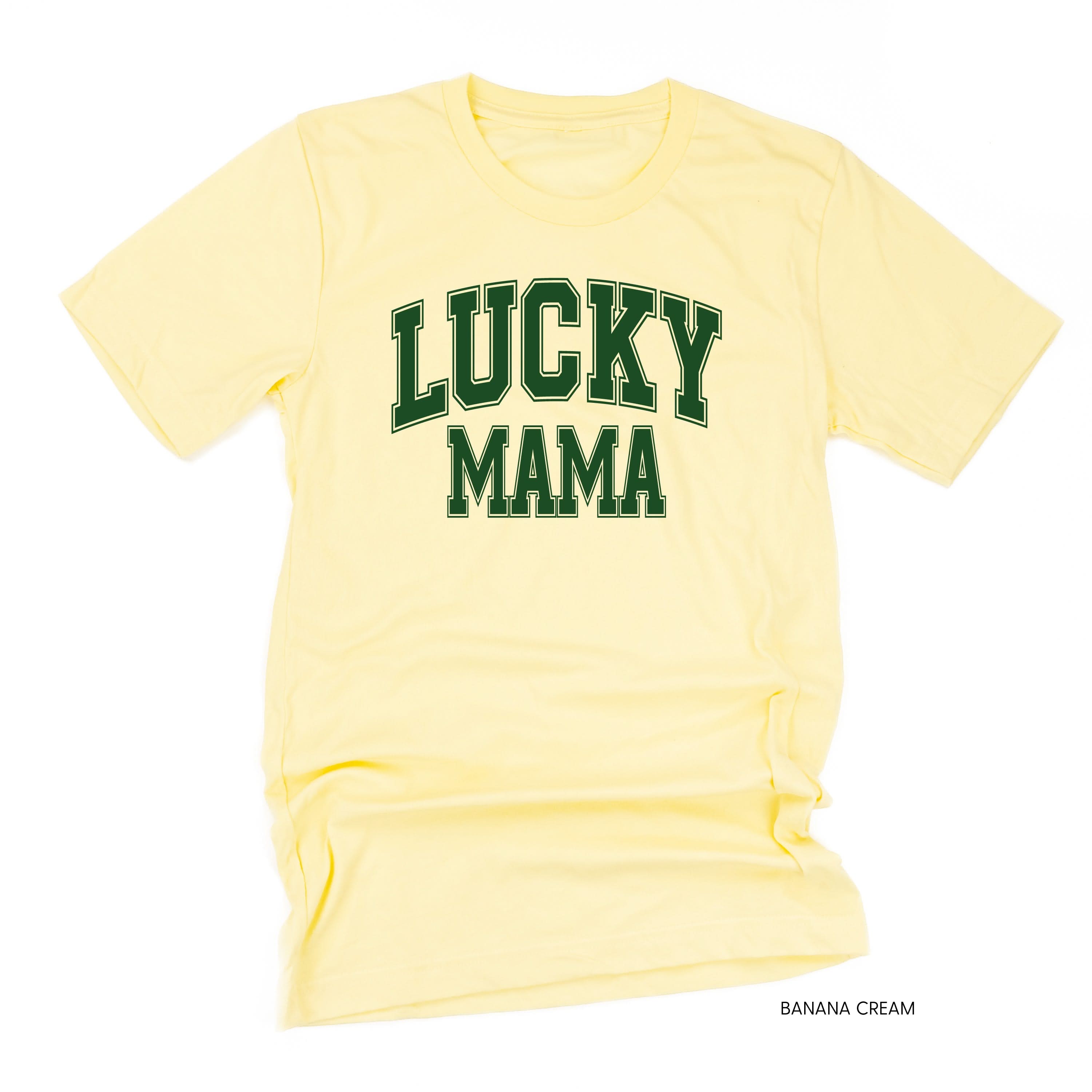 Lucky Mama - Varsity Outline - Unisex Tee Little Mama Shirt Shop