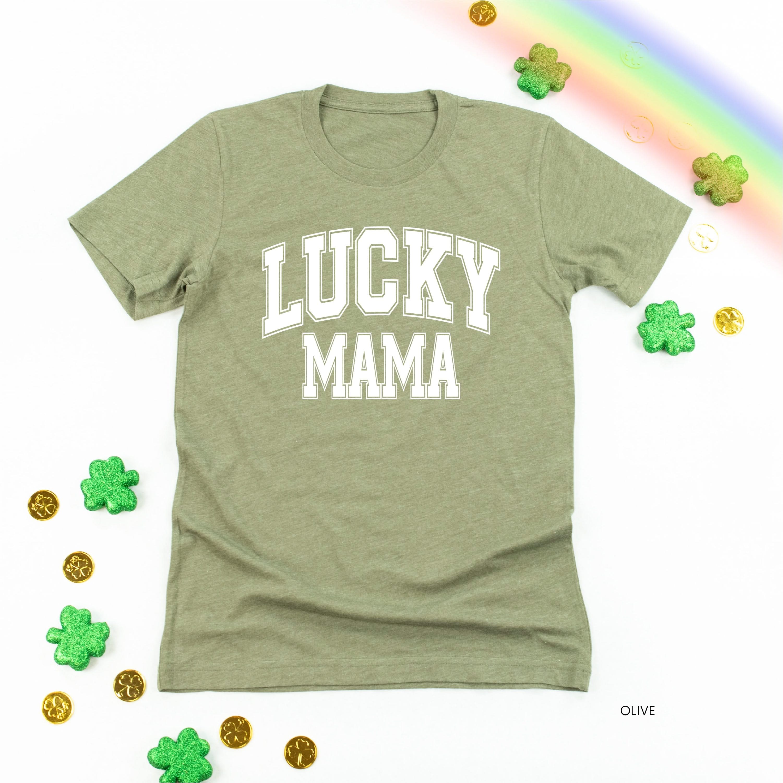 Lucky Mama - Varsity Outline - Unisex Tee Little Mama Shirt Shop