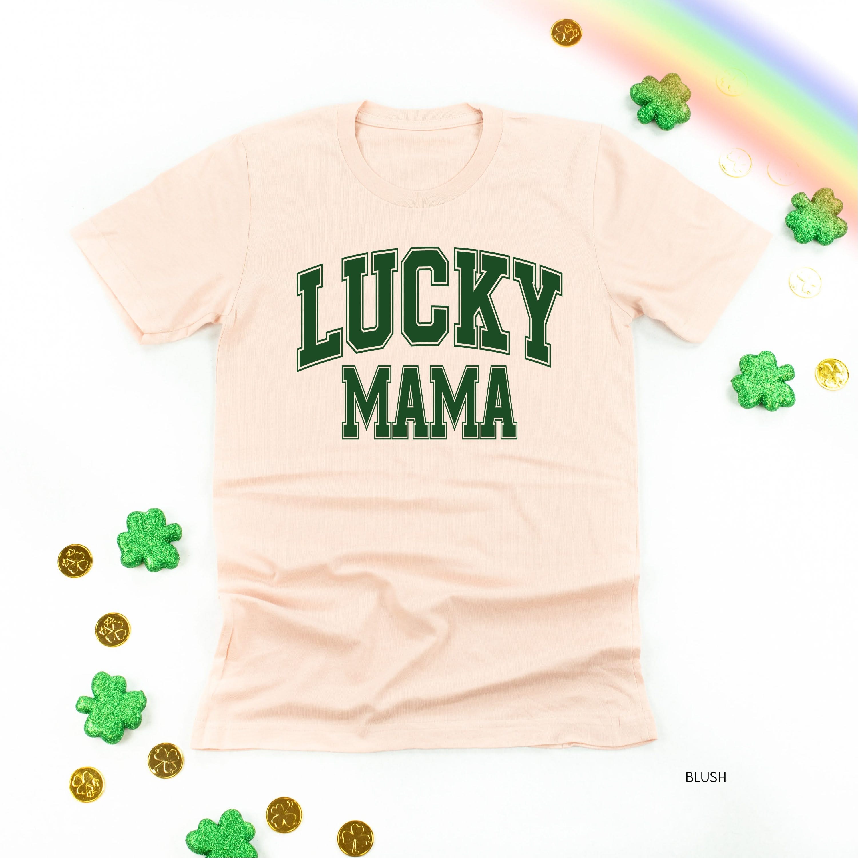 Lucky Mama - Varsity Outline - Unisex Tee Little Mama Shirt Shop