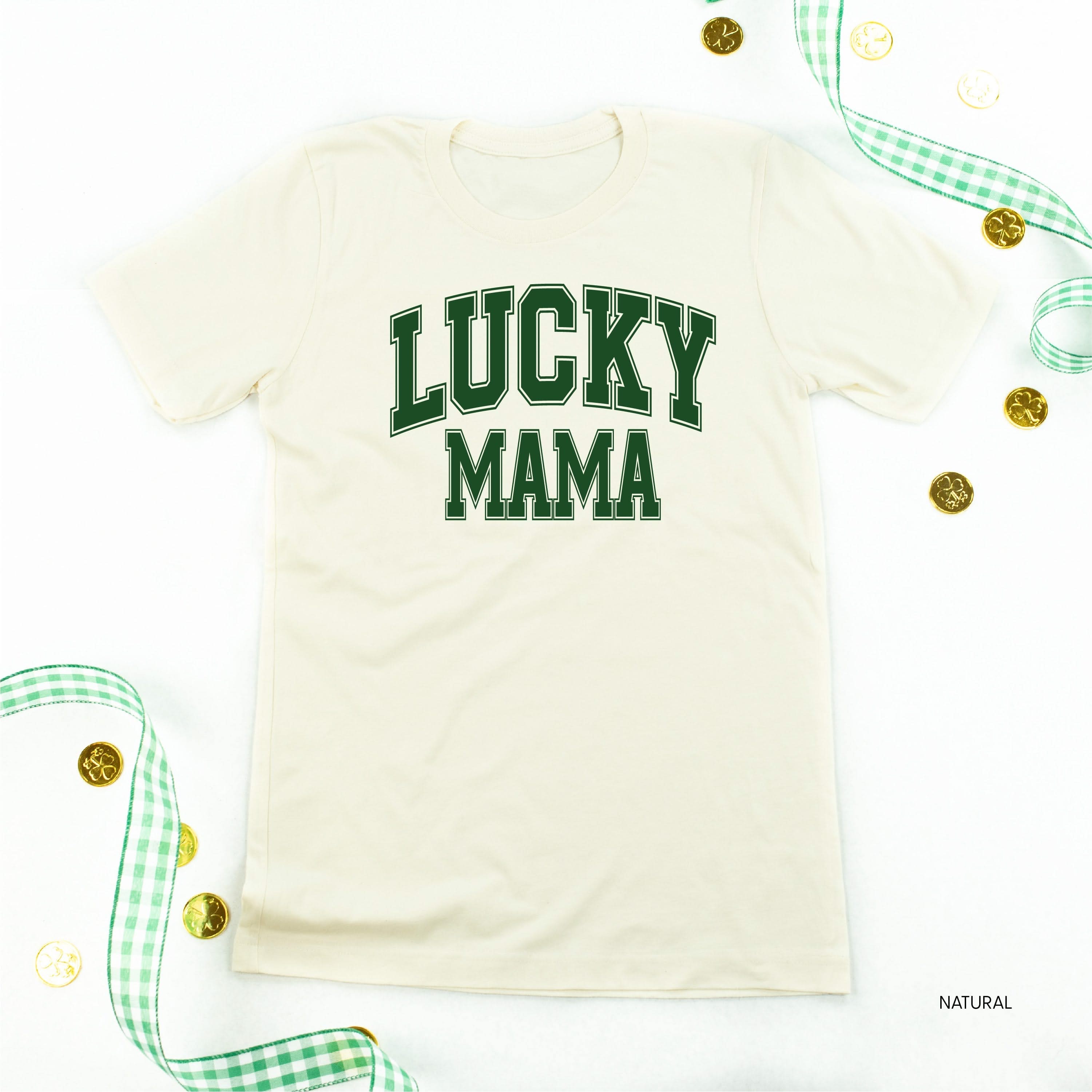 Lucky Mama - Varsity Outline - Unisex Tee Little Mama Shirt Shop
