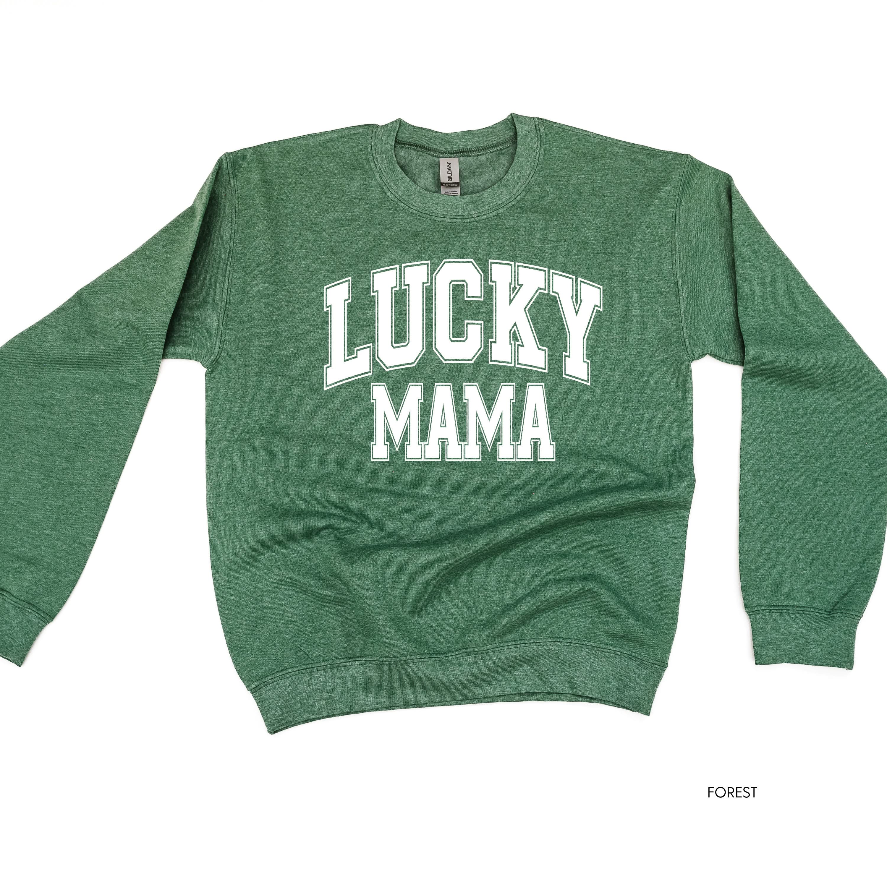 Lucky Mama - Varsity Outline - BASIC Fleece Little Mama Shirt Shop LLC