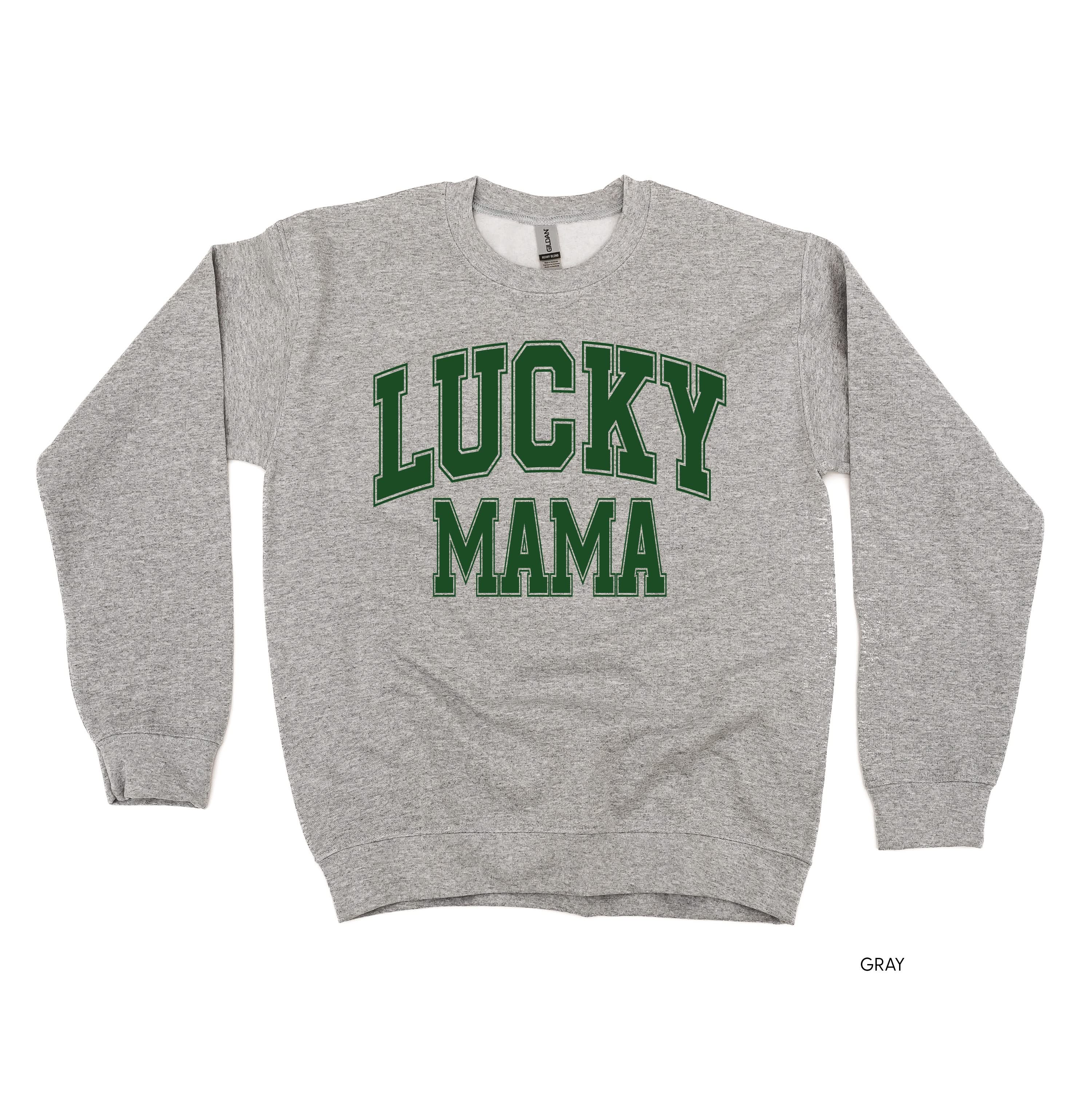 Lucky Mama - Varsity Outline - BASIC Fleece Little Mama Shirt Shop LLC