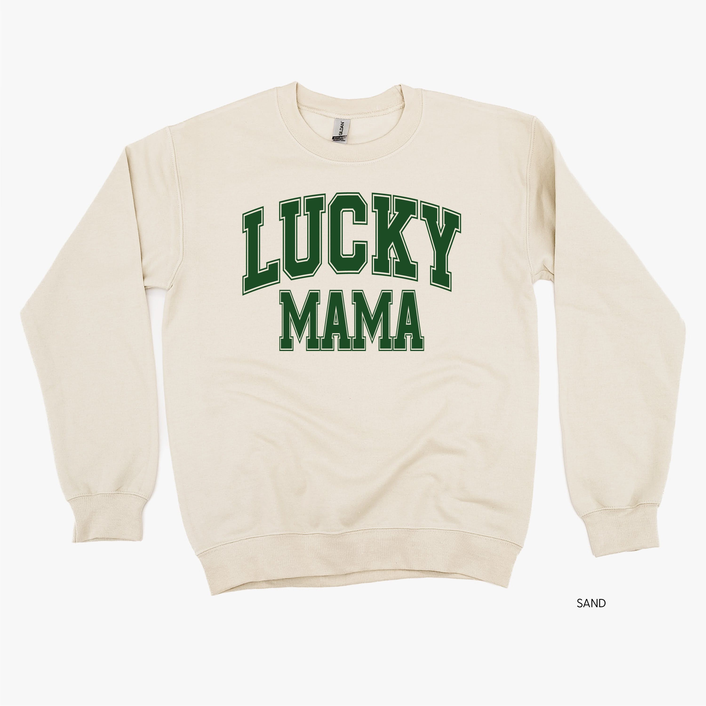 Lucky Mama - Varsity Outline - BASIC Fleece Little Mama Shirt Shop LLC