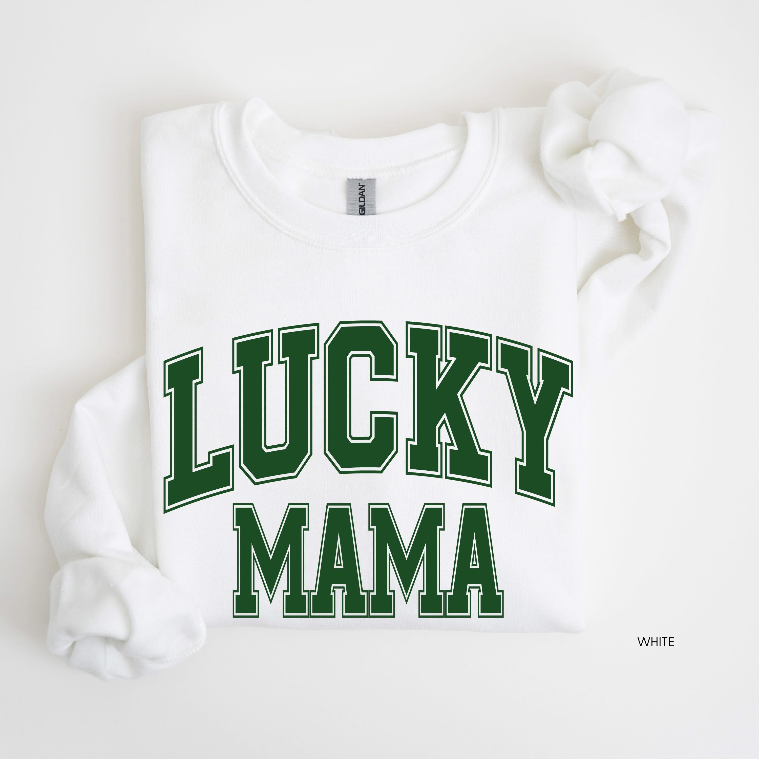 Lucky Mama - Varsity Outline - BASIC Fleece Little Mama Shirt Shop LLC