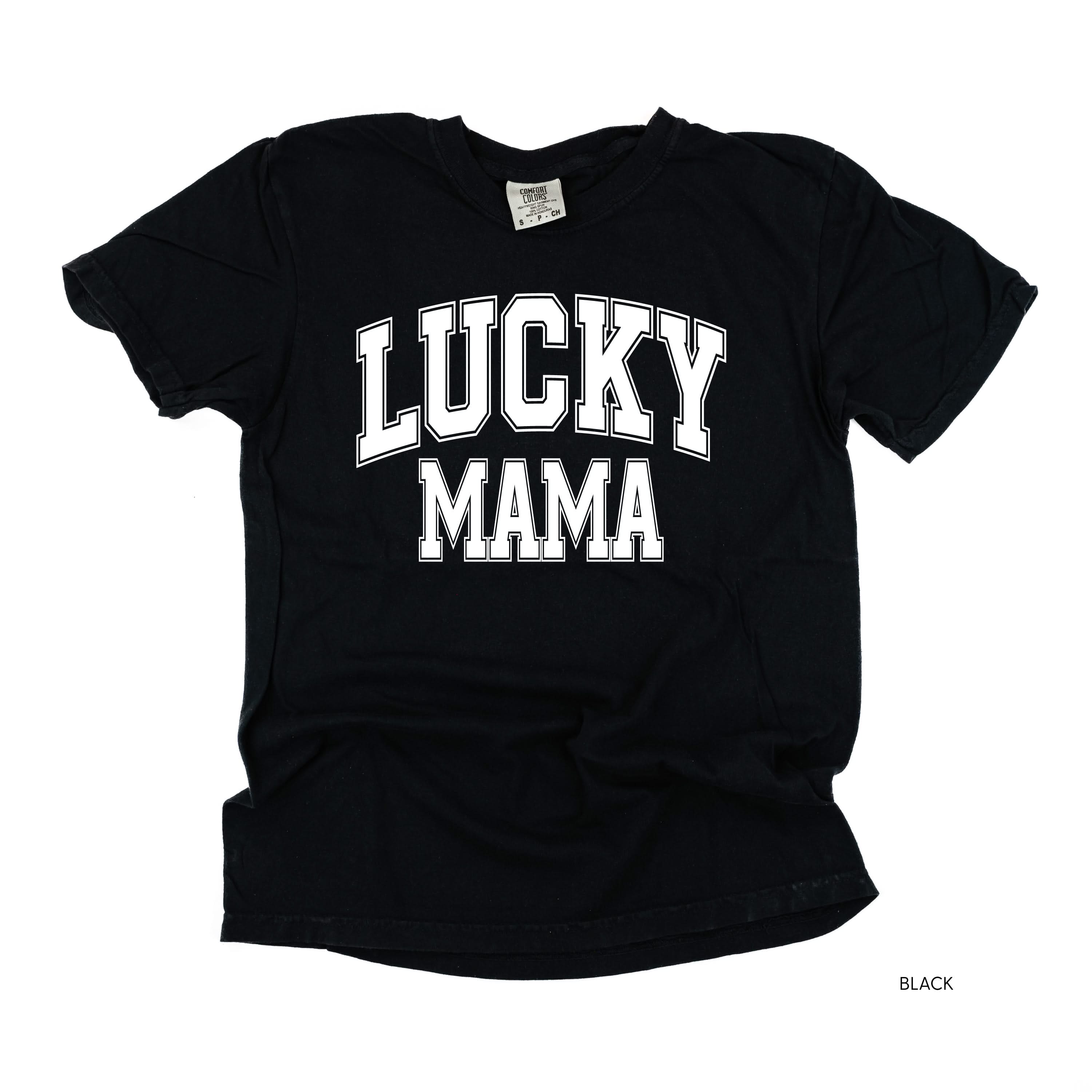 Lucky Mama - Varsity Outline - Comfort Colors Tee Little Mama Shirt Shop