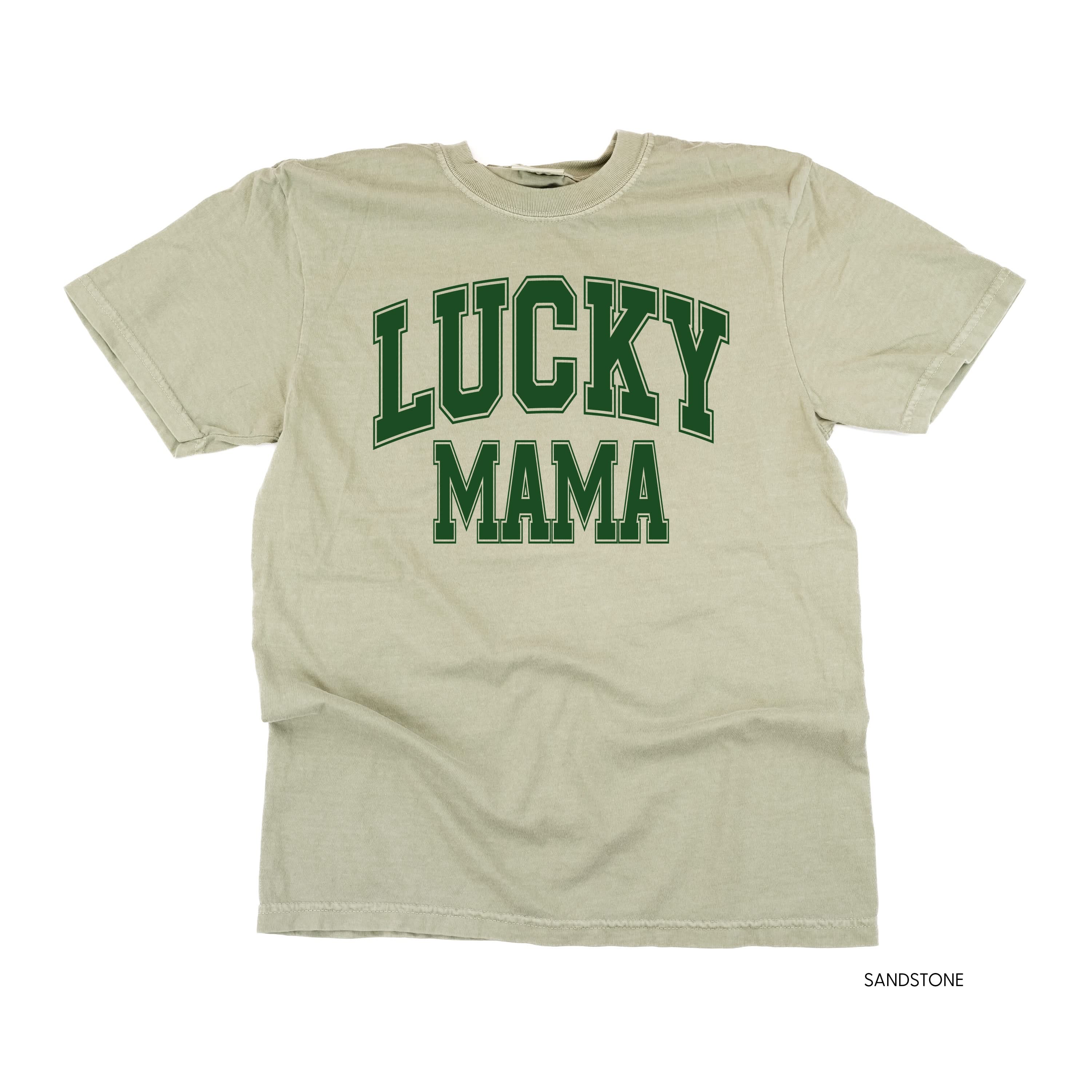 Lucky Mama - Varsity Outline - Comfort Colors Tee Little Mama Shirt Shop