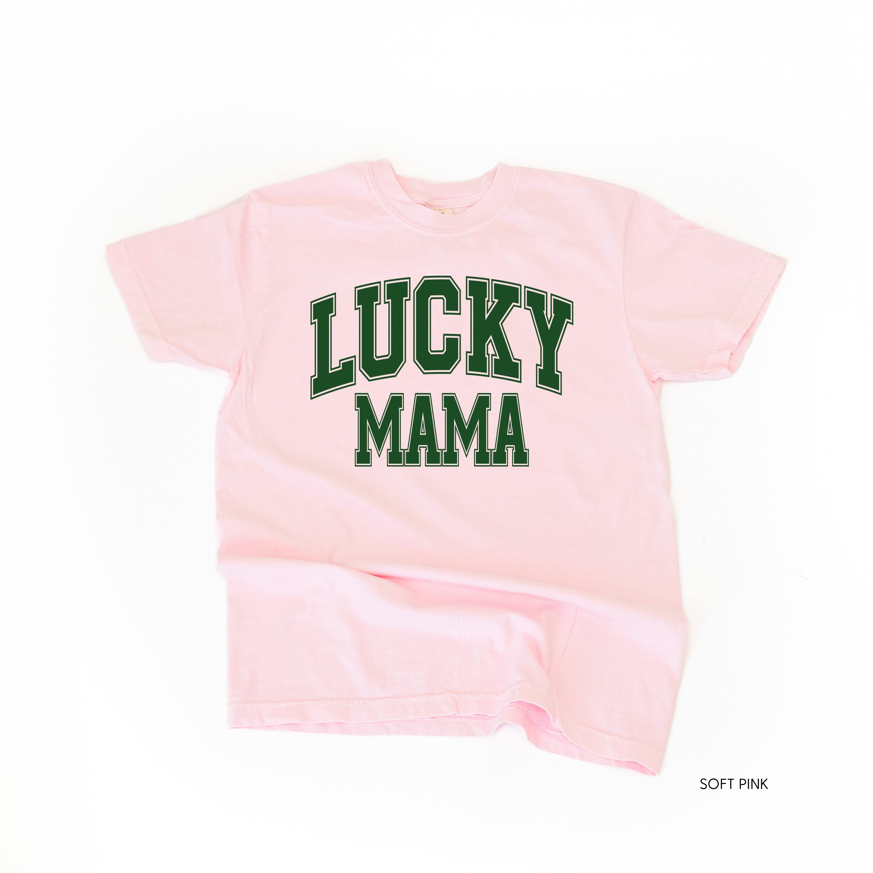 Lucky Mama - Varsity Outline - Comfort Colors Tee Little Mama Shirt Shop
