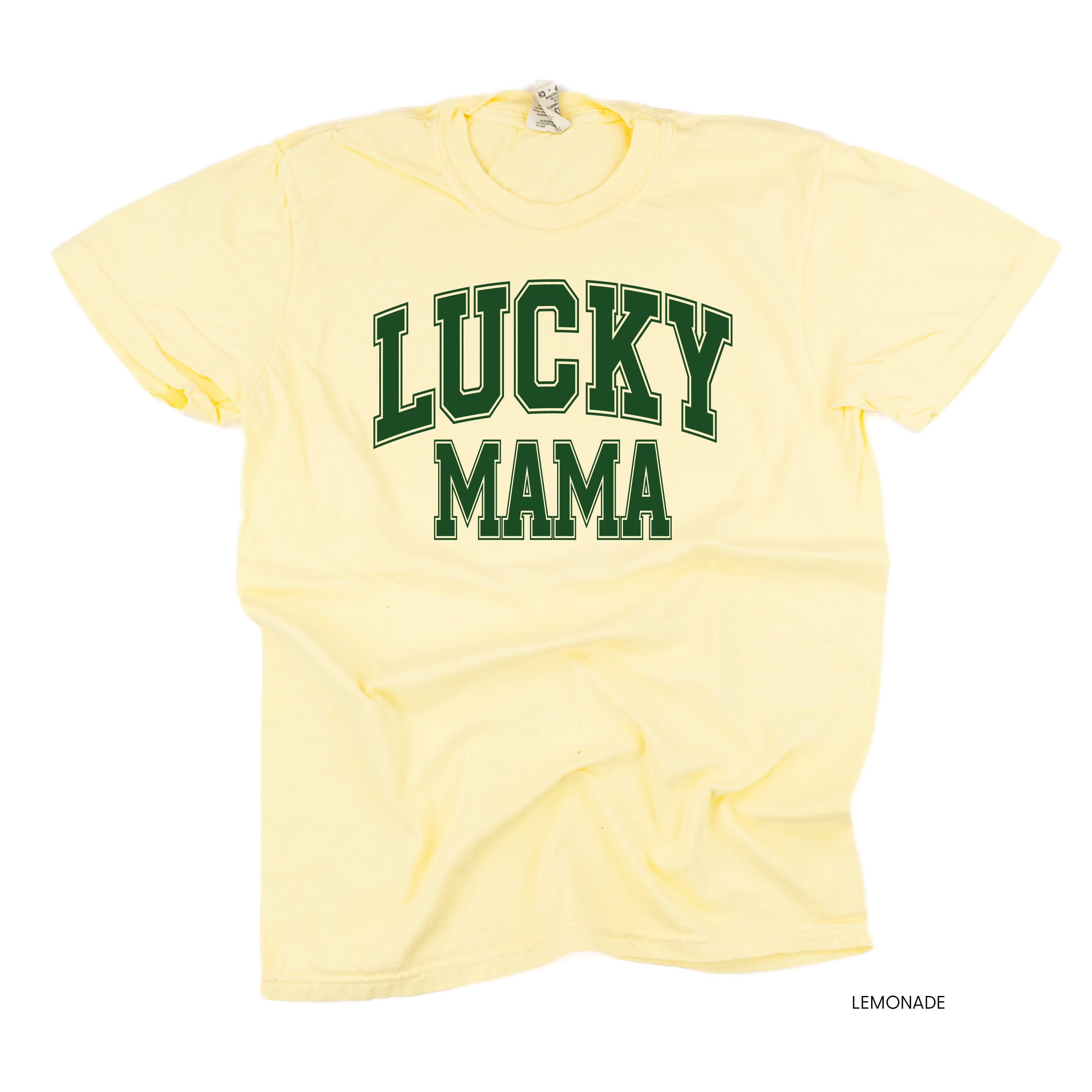 Lucky Mama - Varsity Outline - Comfort Colors Tee Little Mama Shirt Shop