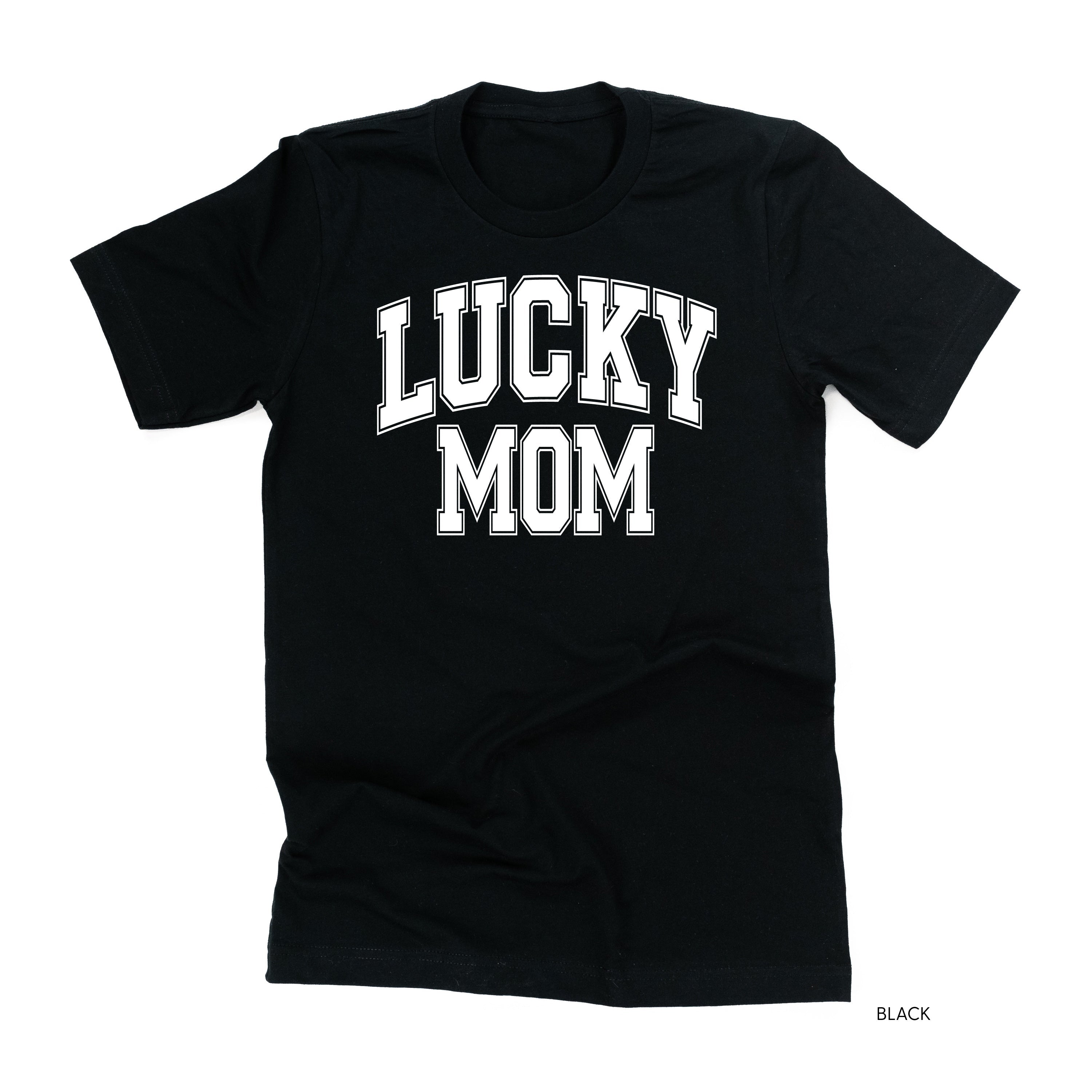 Lucky Mom - Varsity Outline - Unisex Tee Little Mama Shirt Shop