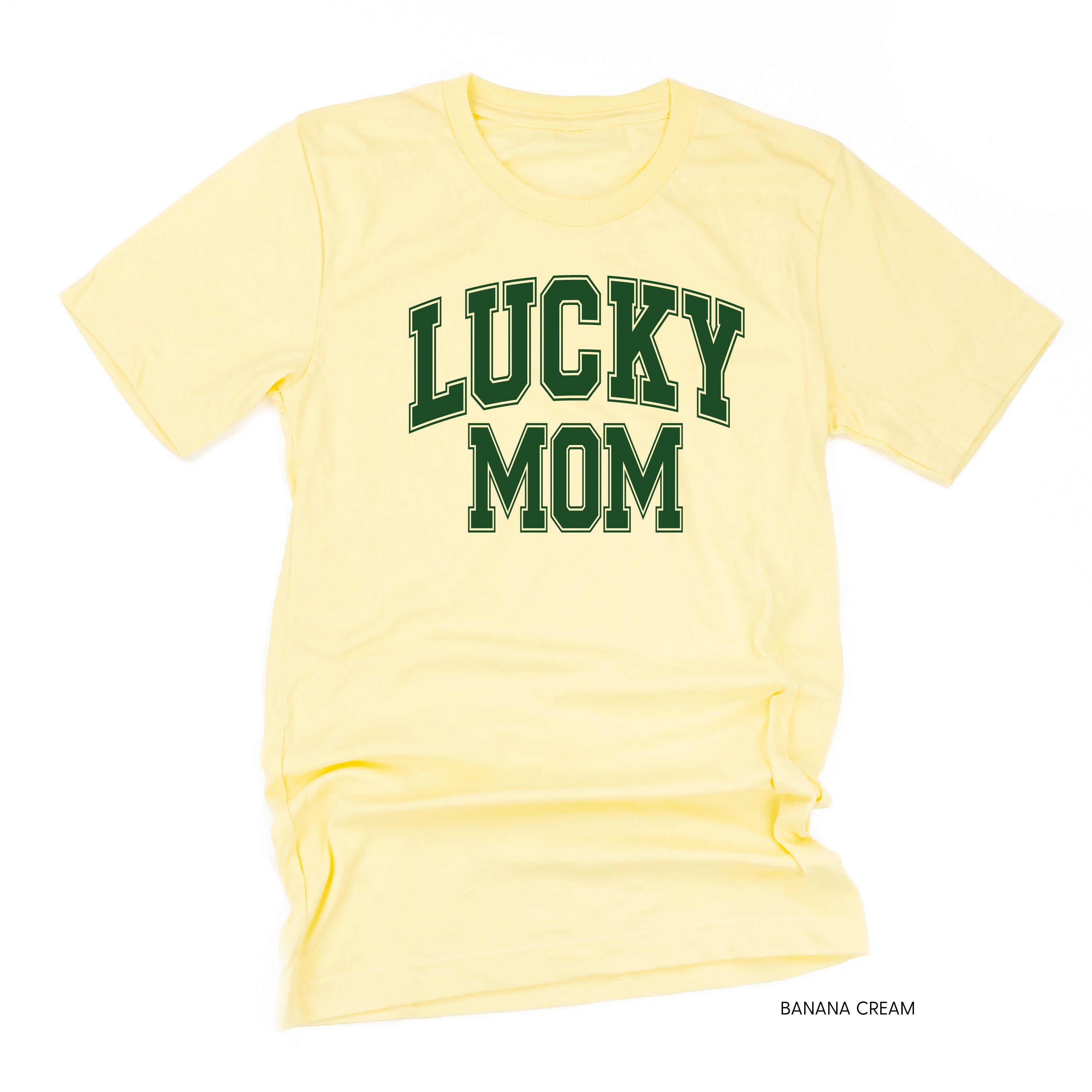 Lucky Mom - Varsity Outline - Unisex Tee Little Mama Shirt Shop