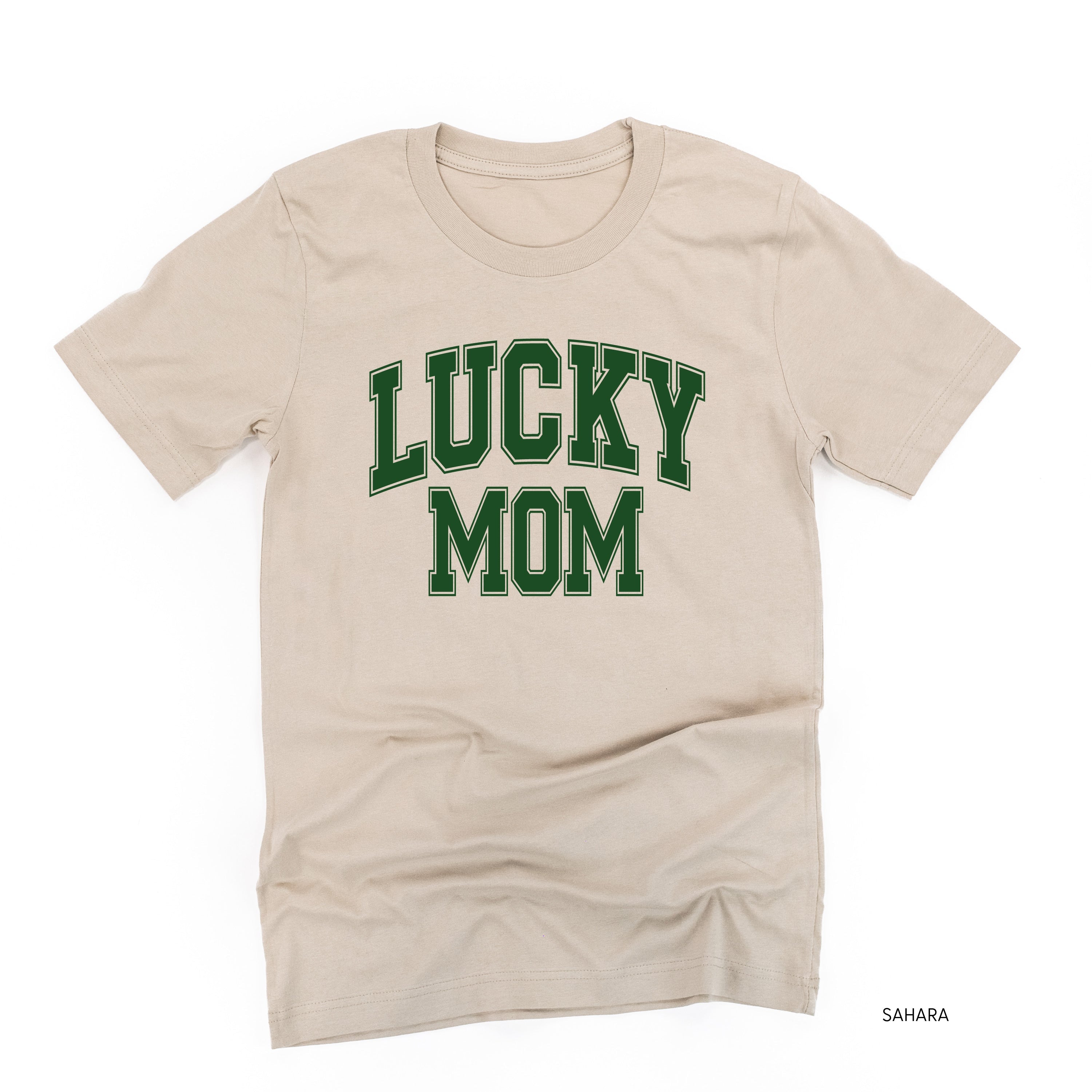 Lucky Mom - Varsity Outline - Unisex Tee Little Mama Shirt Shop