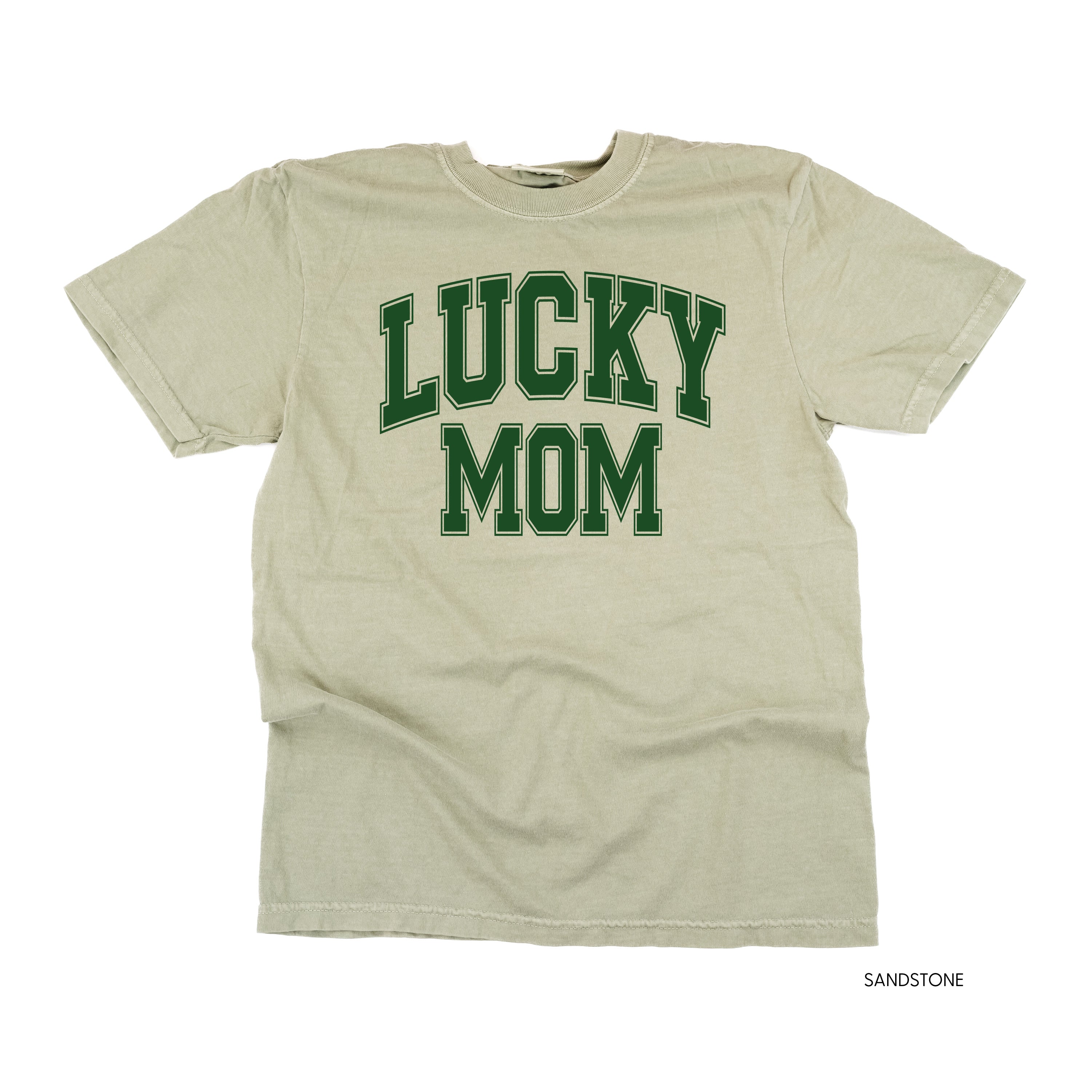 Lucky Mom - Varsity Outline - Comfort Colors Tee Little Mama Shirt Shop