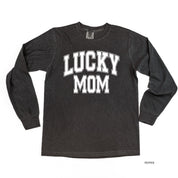 Lucky Mom - Varsity Outline - LONG SLEEVE Comfort Colors Tee Little Mama Shirt Shop