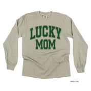 Lucky Mom - Varsity Outline - LONG SLEEVE Comfort Colors Tee Little Mama Shirt Shop