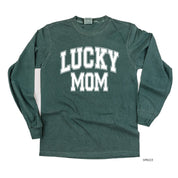 Lucky Mom - Varsity Outline - LONG SLEEVE Comfort Colors Tee Little Mama Shirt Shop