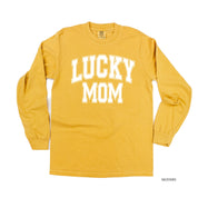 Lucky Mom - Varsity Outline - LONG SLEEVE Comfort Colors Tee Little Mama Shirt Shop