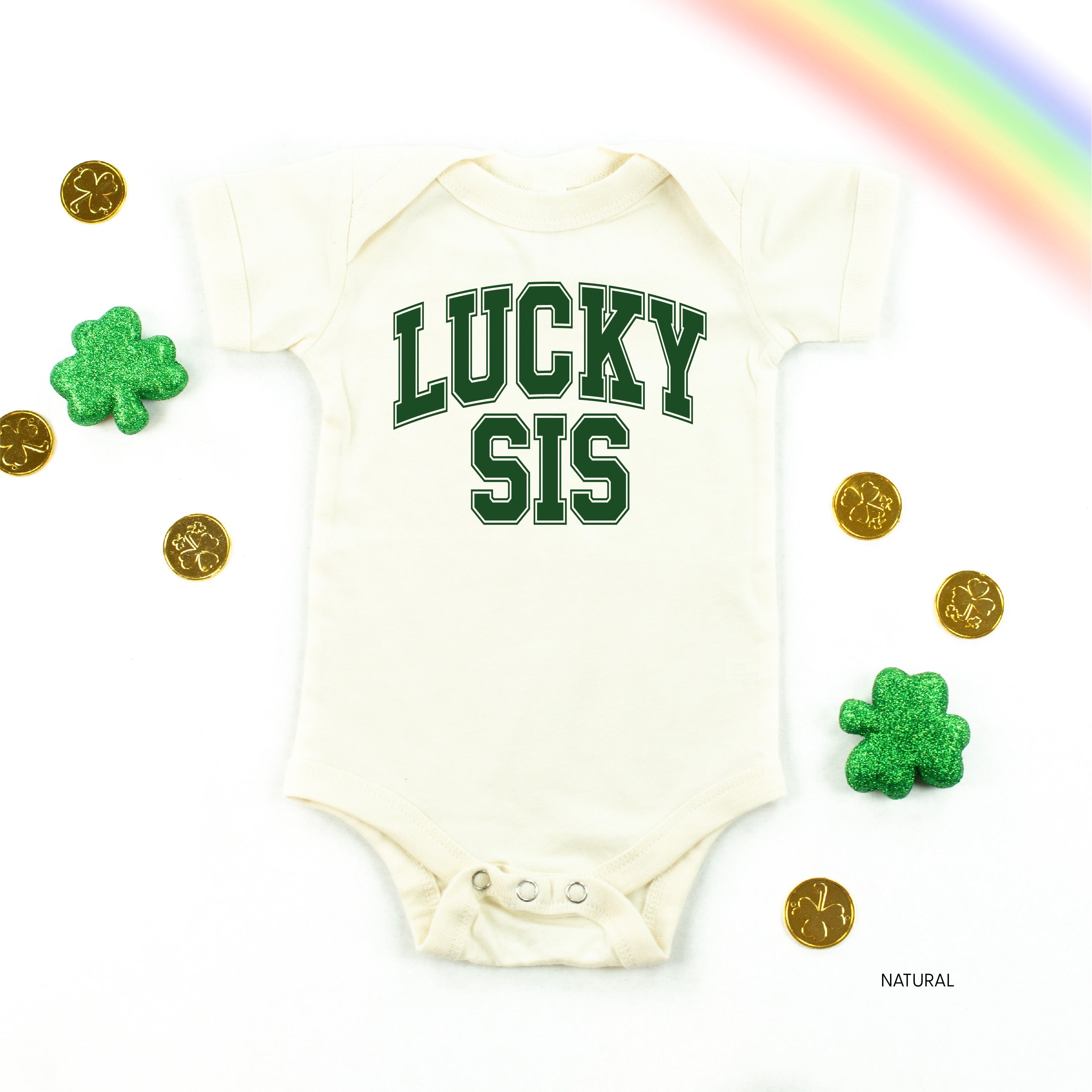 Lucky Sis - Varsity Outline - Infant Bodysuit/Tee Little Mama Shirt Shop