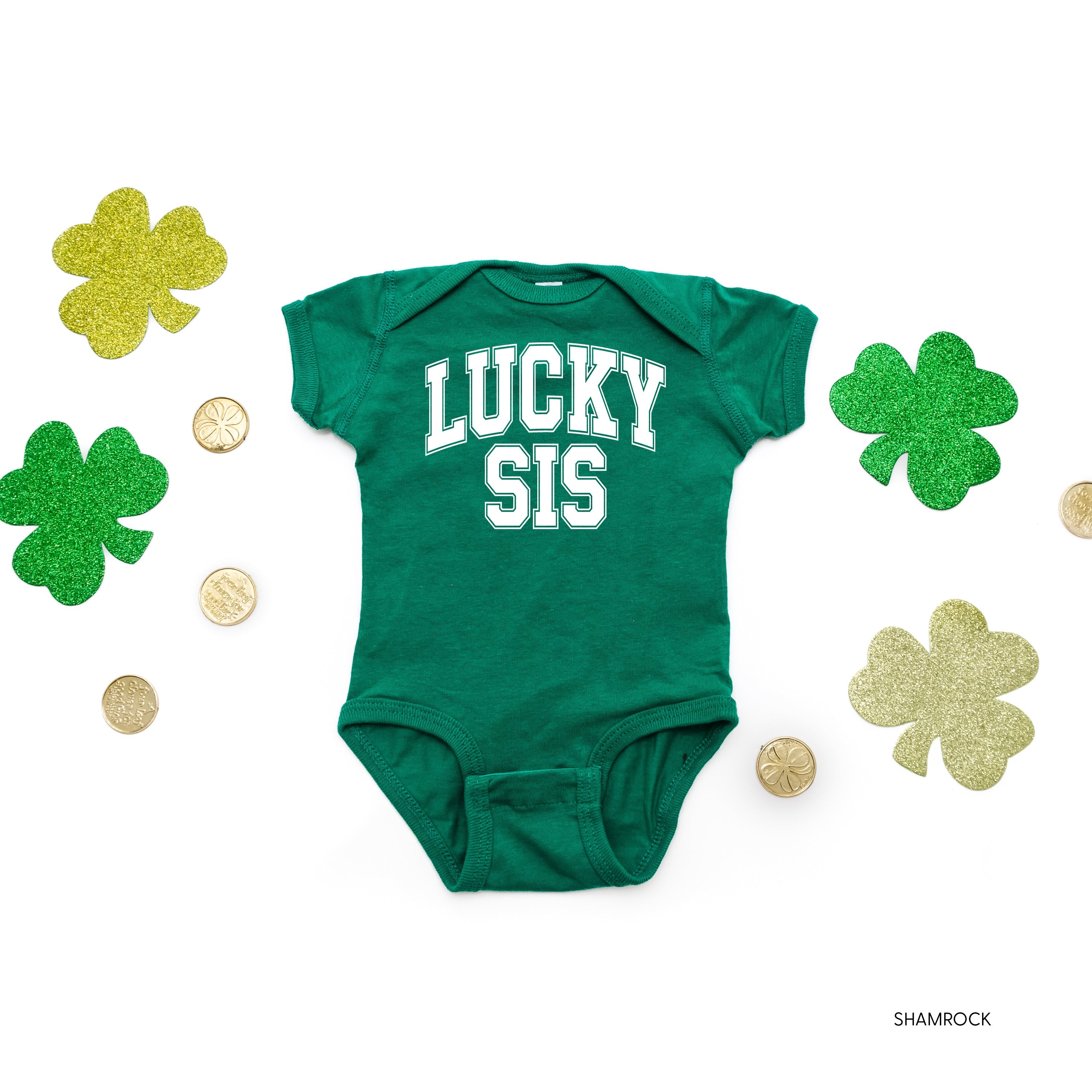 Lucky Sis - Varsity Outline - Infant Bodysuit/Tee Little Mama Shirt Shop