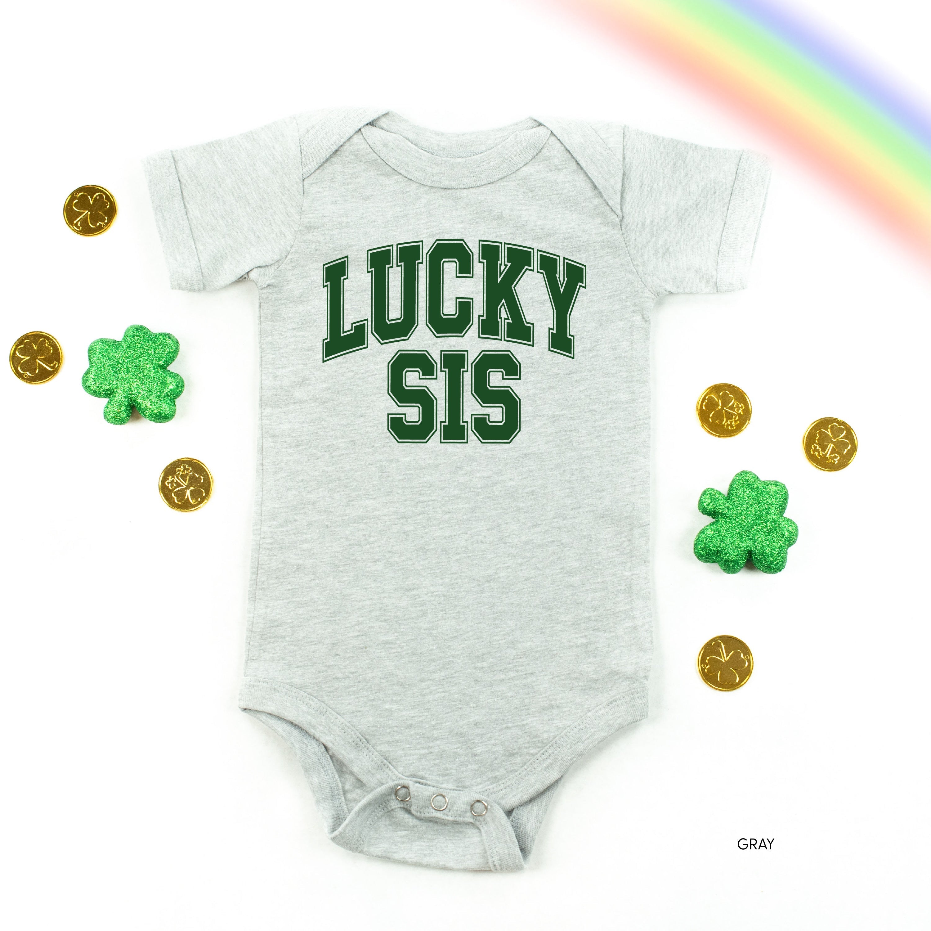 Lucky Sis - Varsity Outline - Infant Bodysuit/Tee Little Mama Shirt Shop