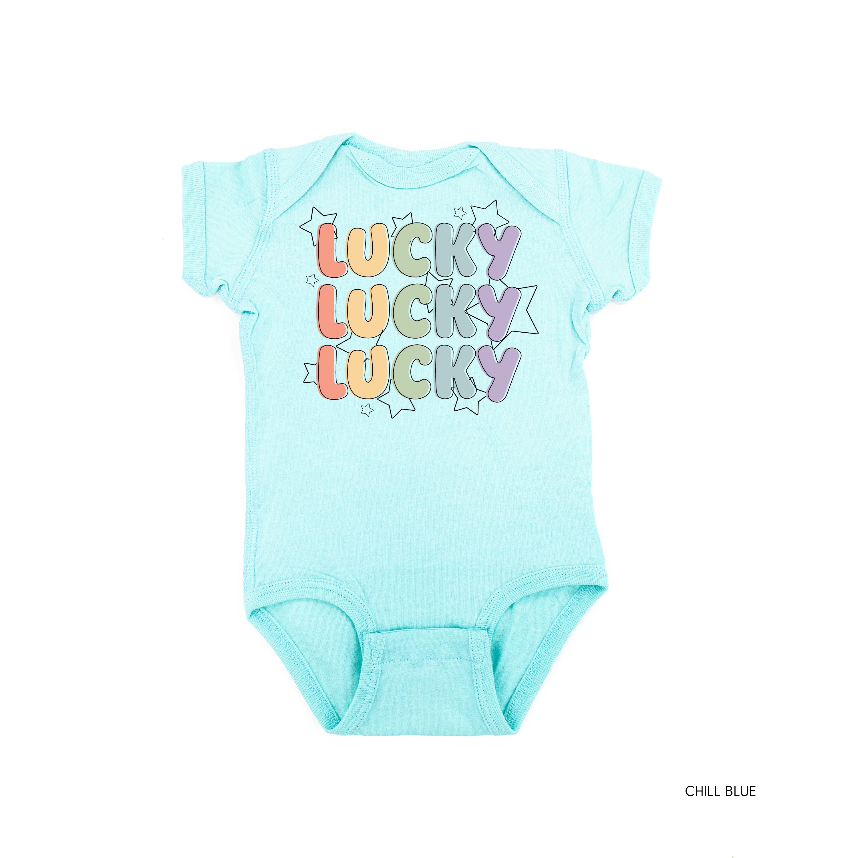 Bubble Letters & Stars Lucky x3 - Infant Bodysuit/Tee Little Mama Shirt Shop