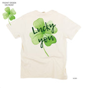 Watercolor Lucky You (pf&b) - Comfort Colors Tee Little Mama Shirt Shop