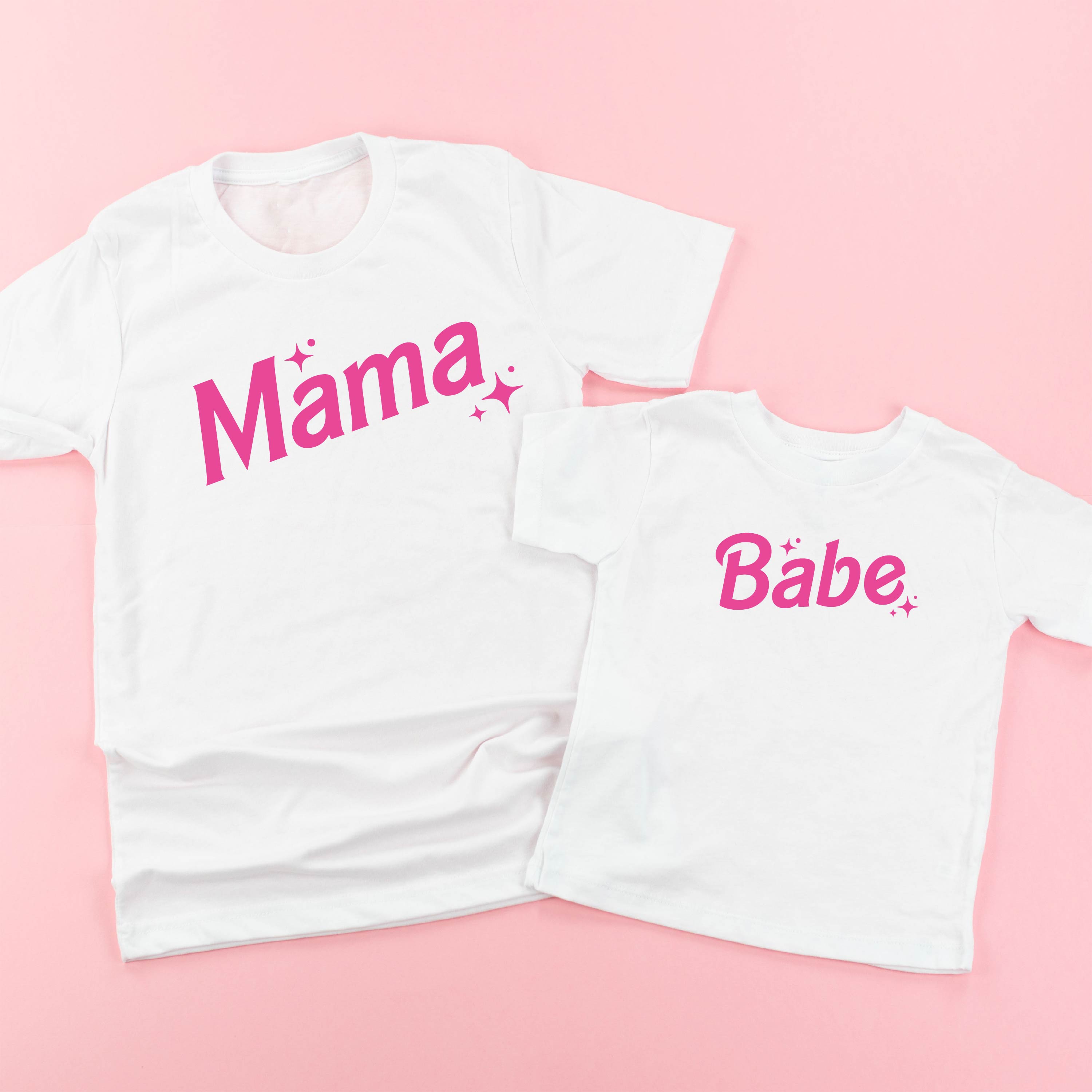 Mama + Babe (Barbie Party) - Set of 2 Tees Little Mama Shirt Shop