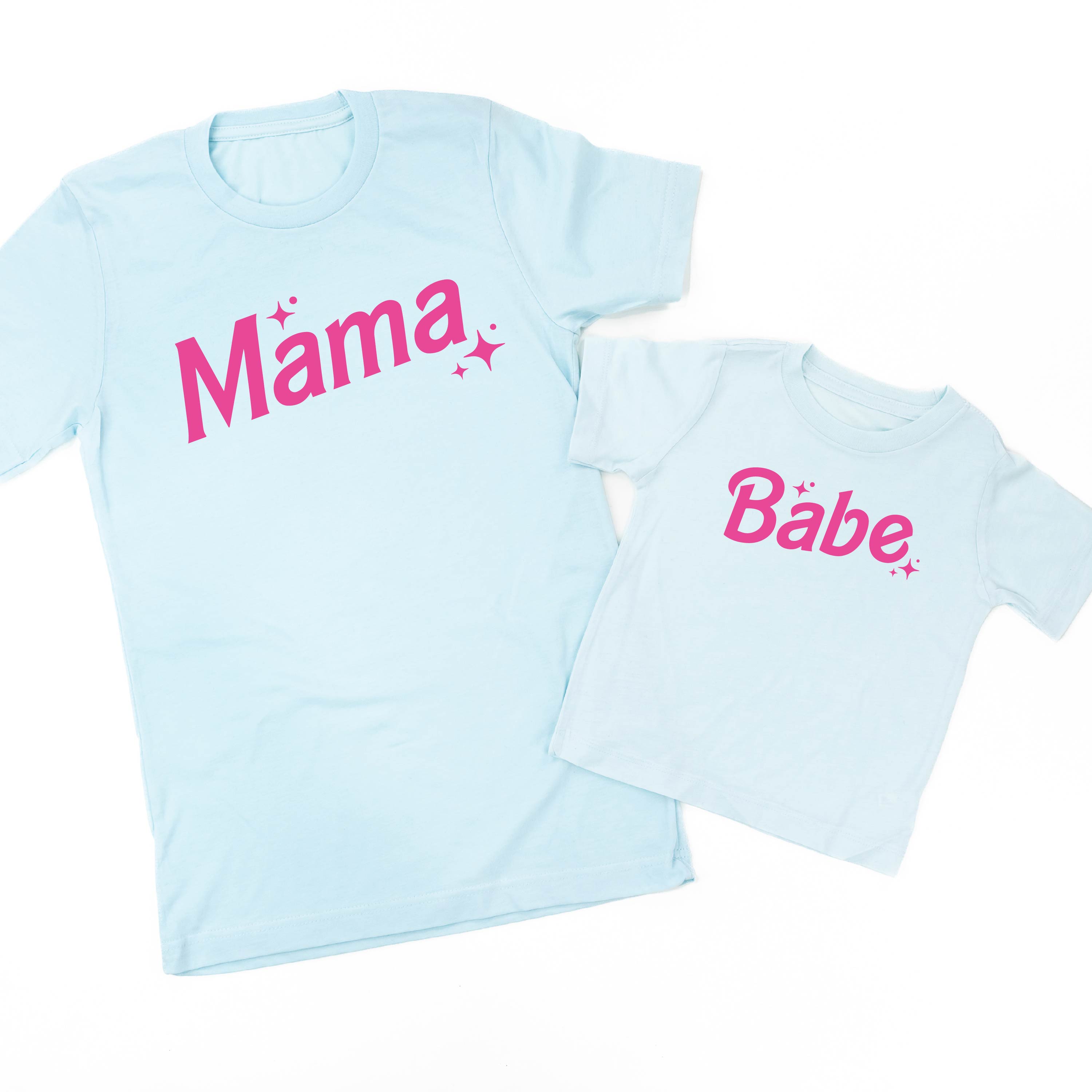 Mama + Babe (Barbie Party) - Set of 2 Tees Little Mama Shirt Shop