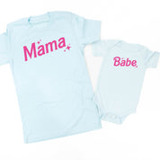 Mama + Babe (Barbie Party) - Set of 2 Tees Little Mama Shirt Shop