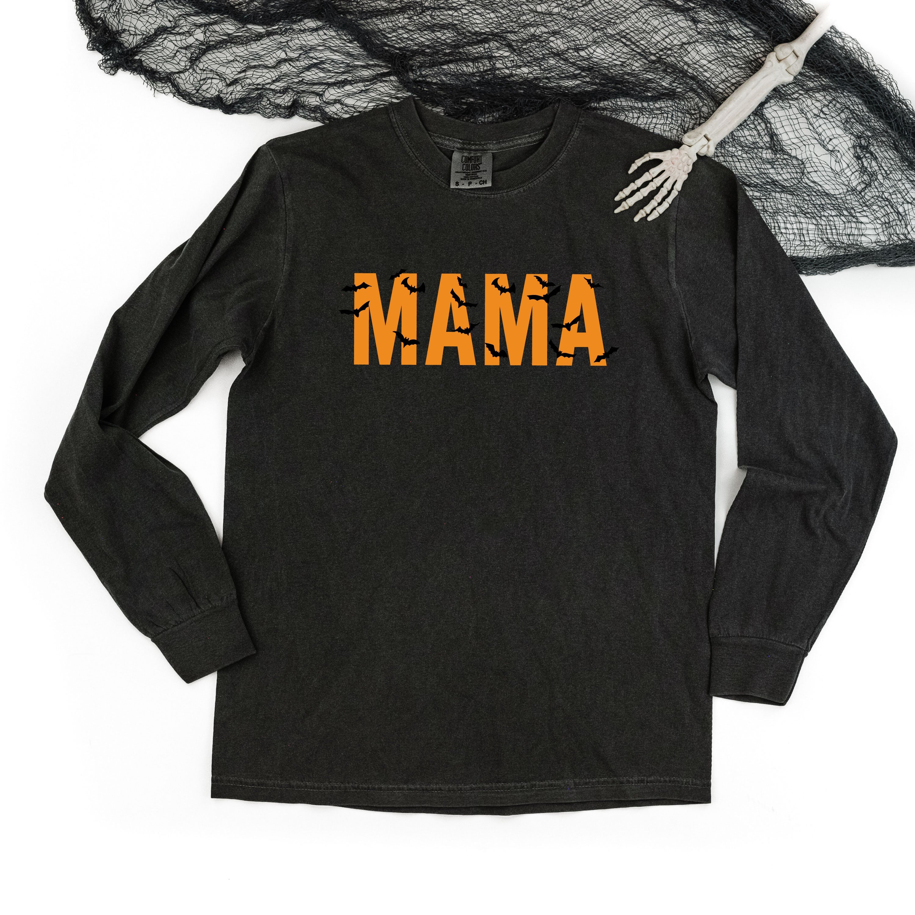 MAMA - Bats - Long Sleeve Comfort Colors Tee Little Mama Shirt Shop