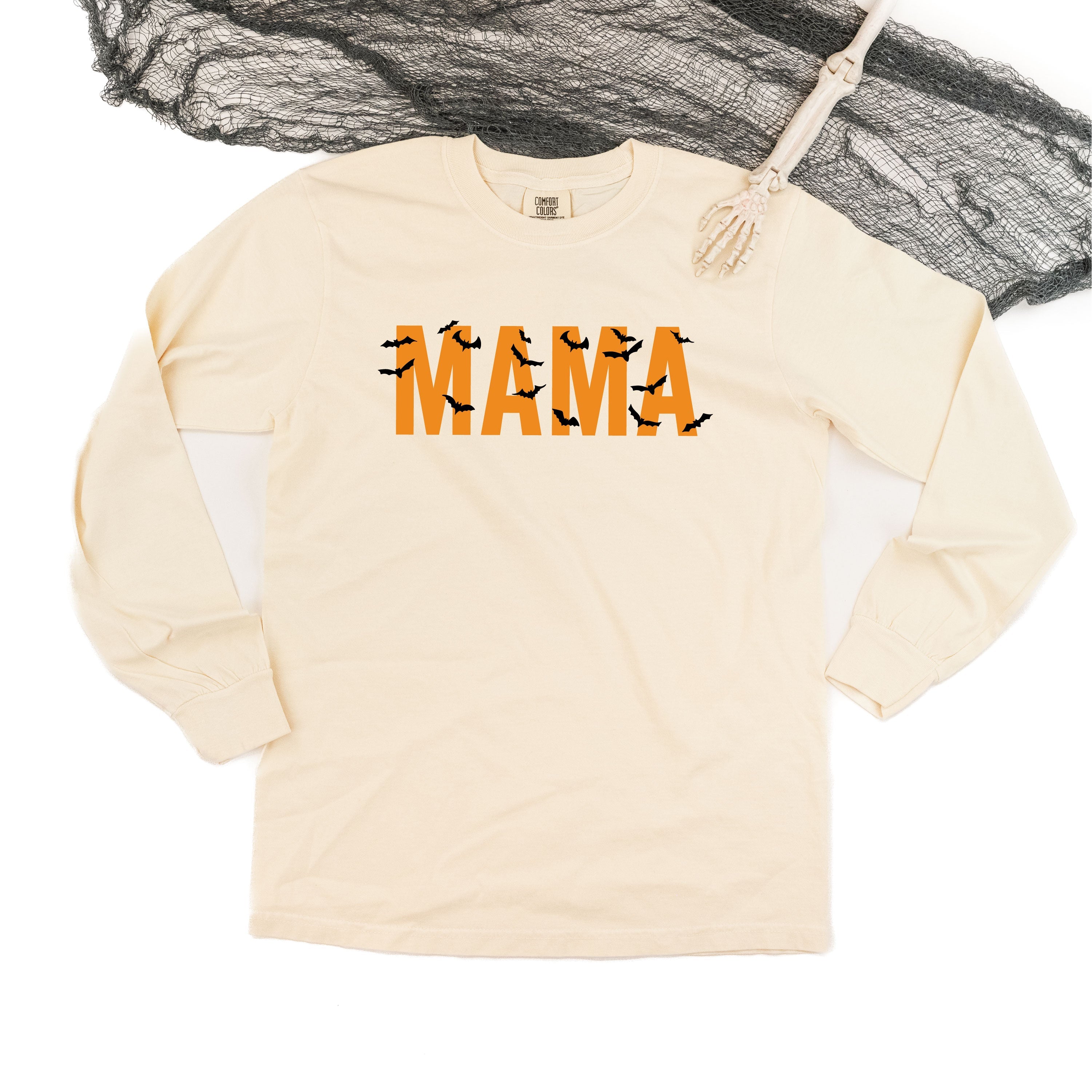 MAMA - Bats - Long Sleeve Comfort Colors Tee Little Mama Shirt Shop