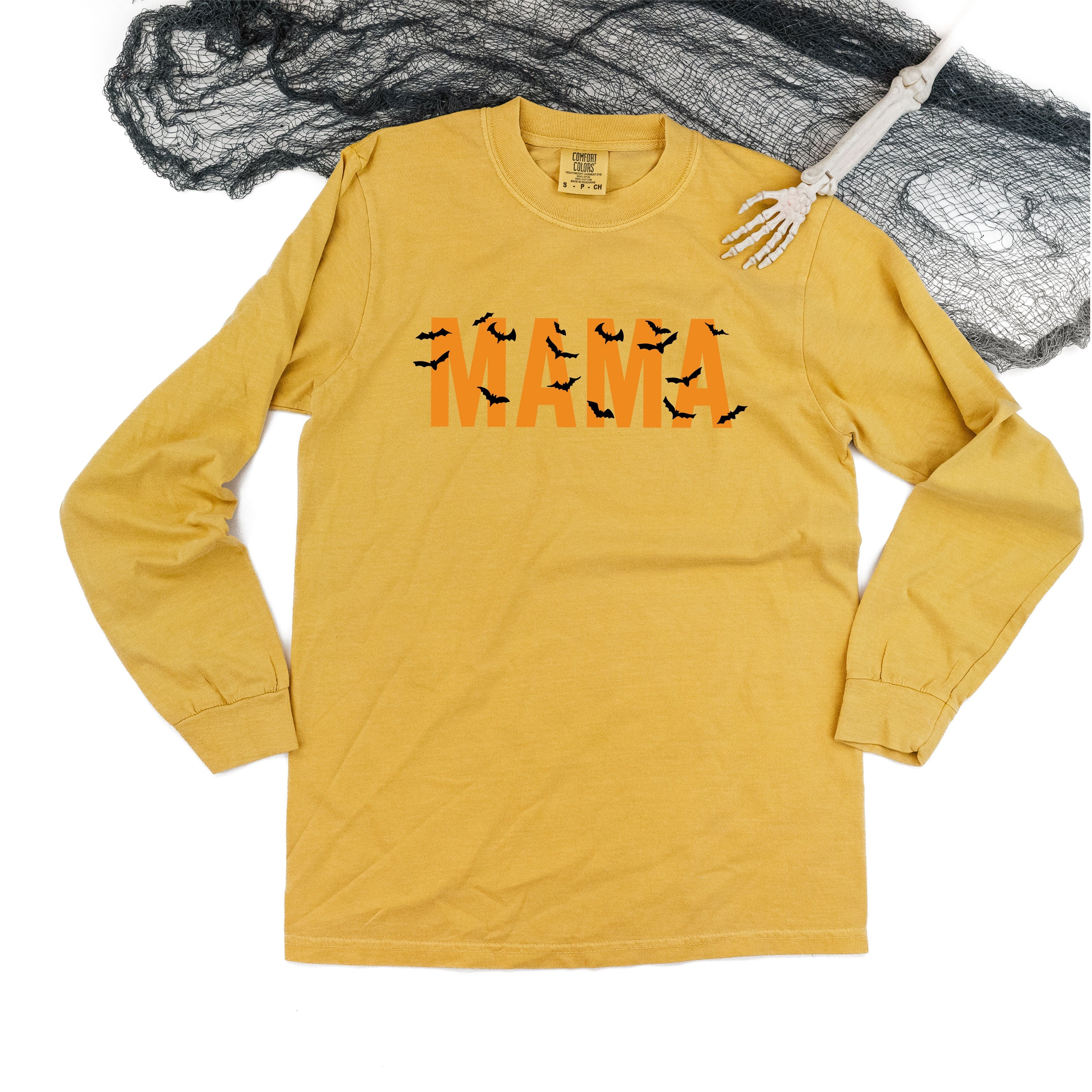 MAMA - Bats - Long Sleeve Comfort Colors Tee Little Mama Shirt Shop