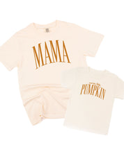 MAMA / Mama's Little Pumpkin - Tall Varsity - Ivory/Natural w/ Burnt Orange - Set of 2 Tees Little Mama Shirt Shop